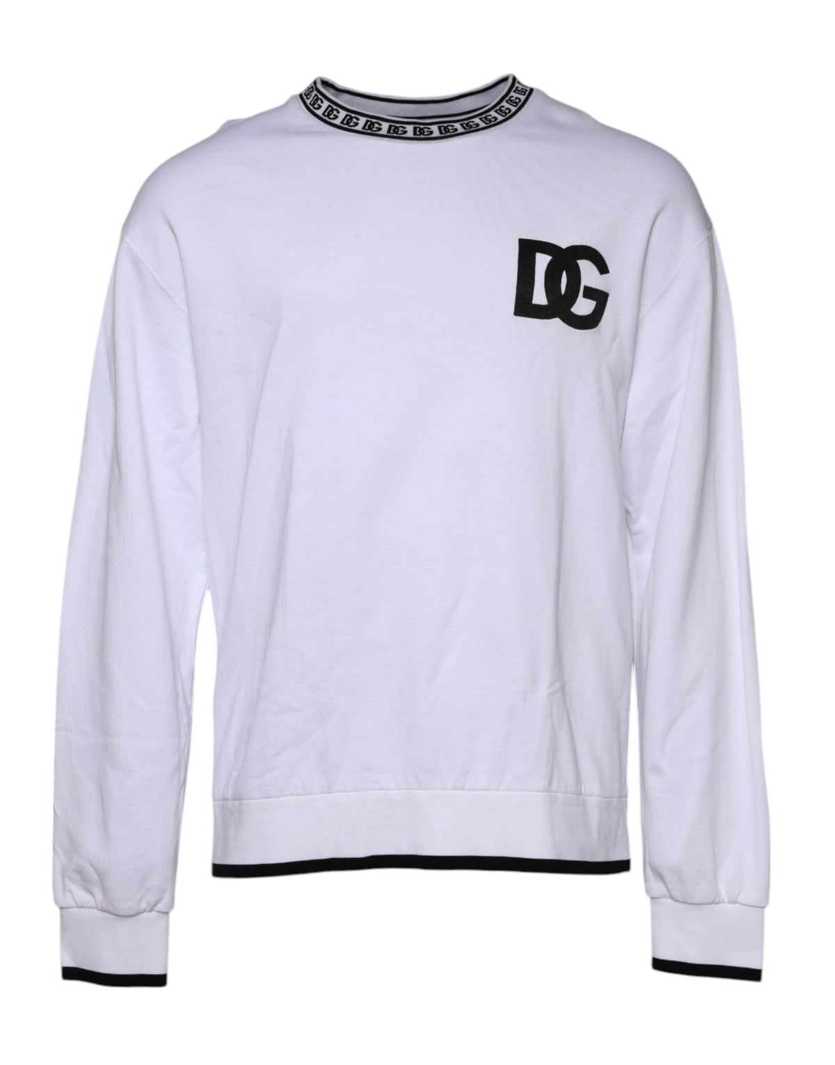 White Cotton DG Crew Neck Sweatshirt Sweater