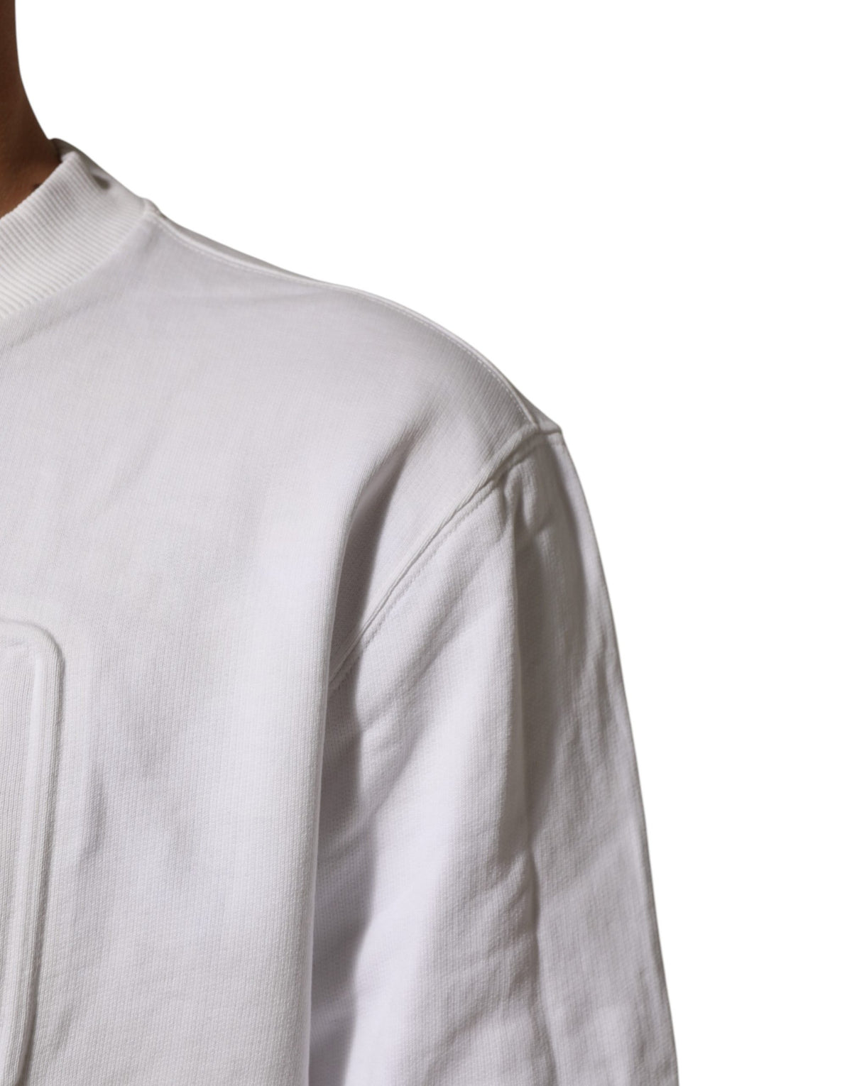 White Logo Embossed Cotton Sweatshirt Sweater