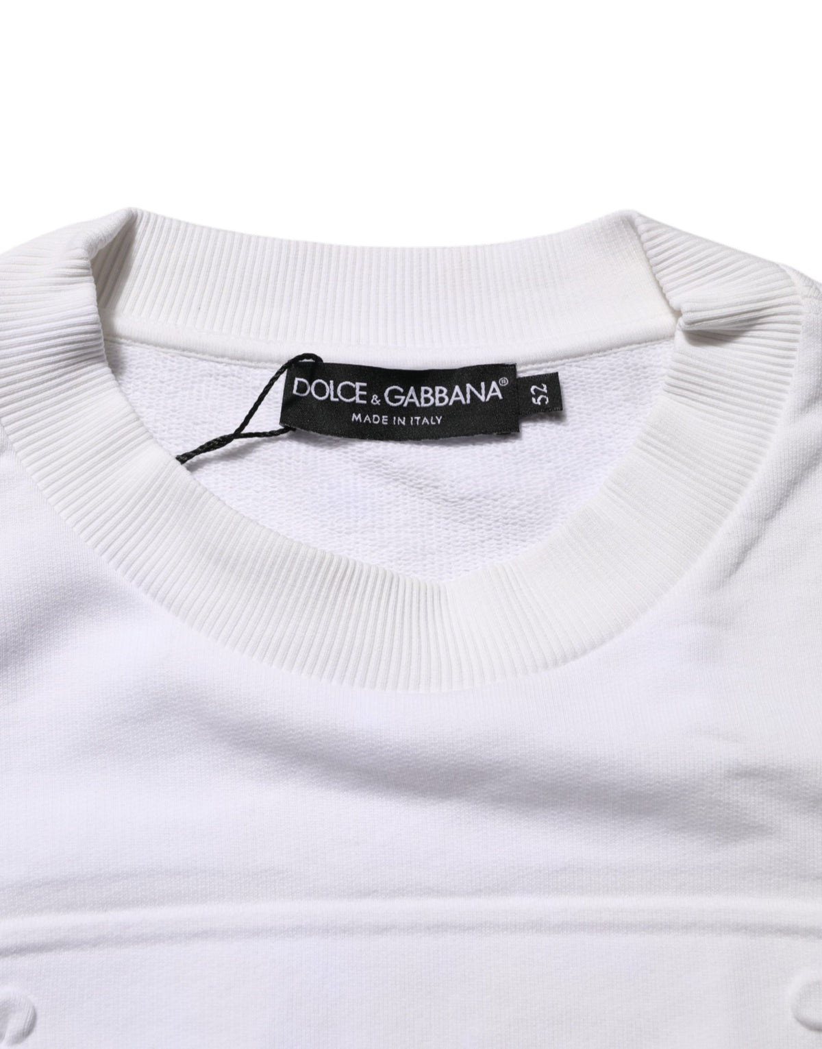 White Logo Embossed Cotton Sweatshirt Sweater