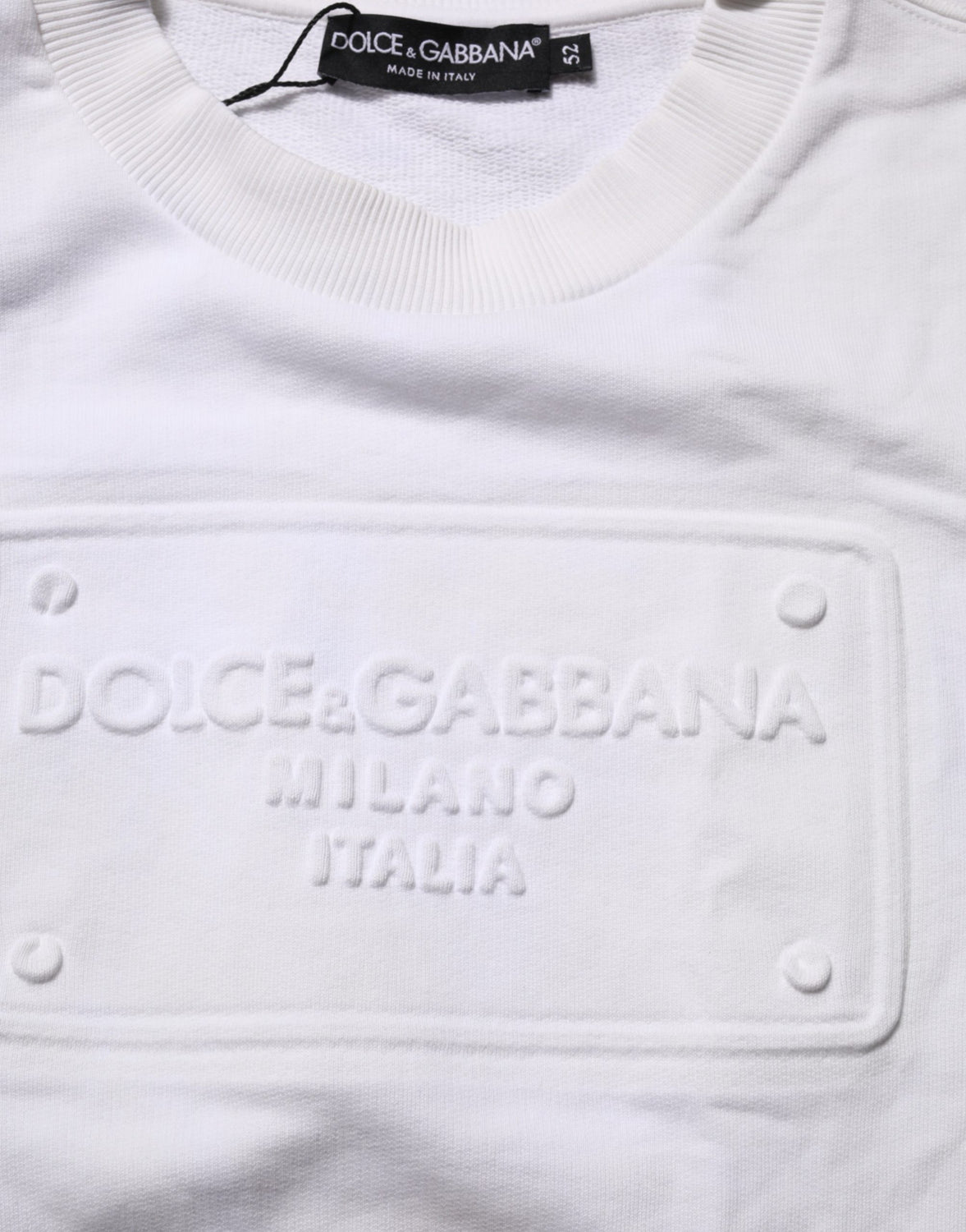 White Logo Embossed Cotton Sweatshirt Sweater