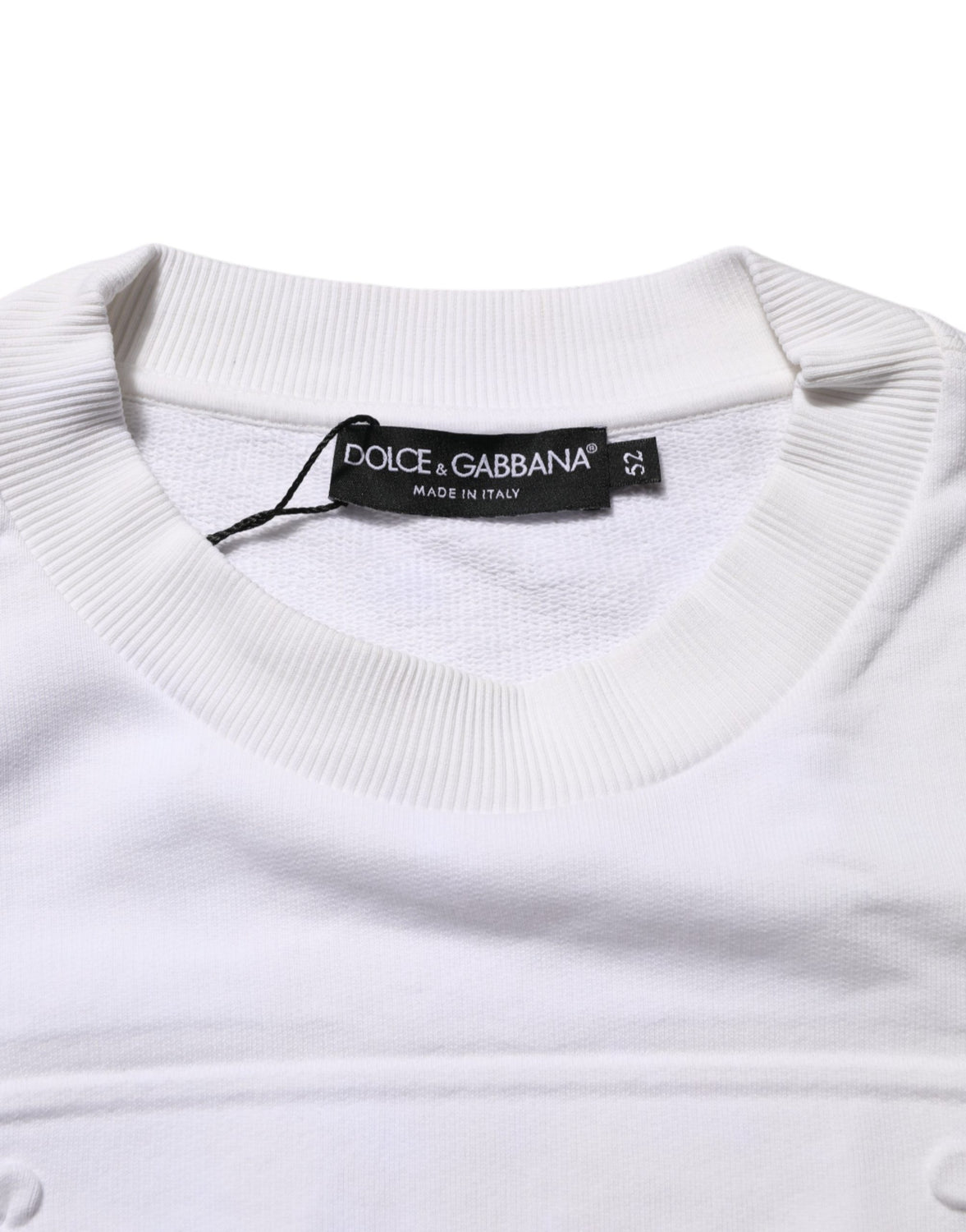 White Logo Embossed Cotton Sweatshirt Sweater