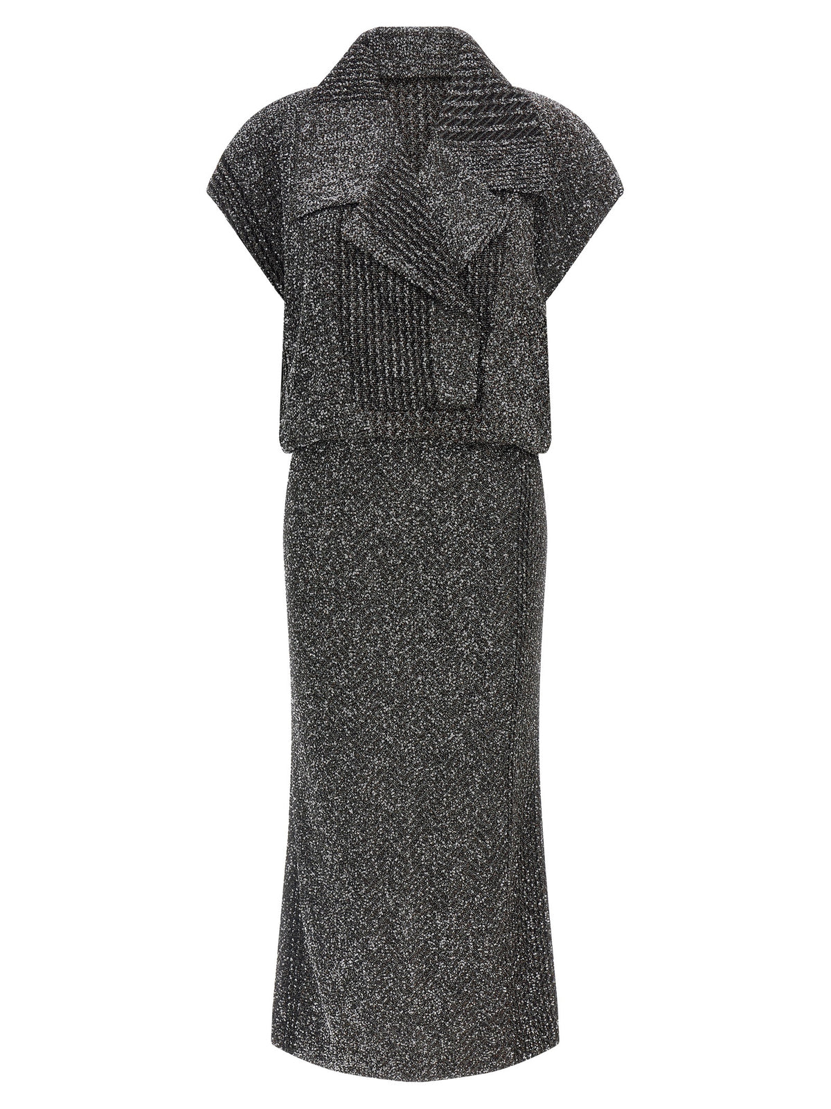 Gray Polyamide Midi Dress