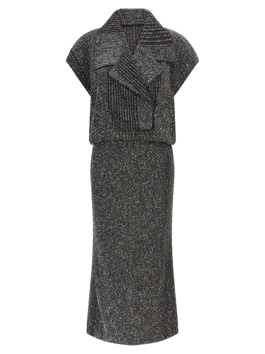 Gray Polyamide Midi Dress