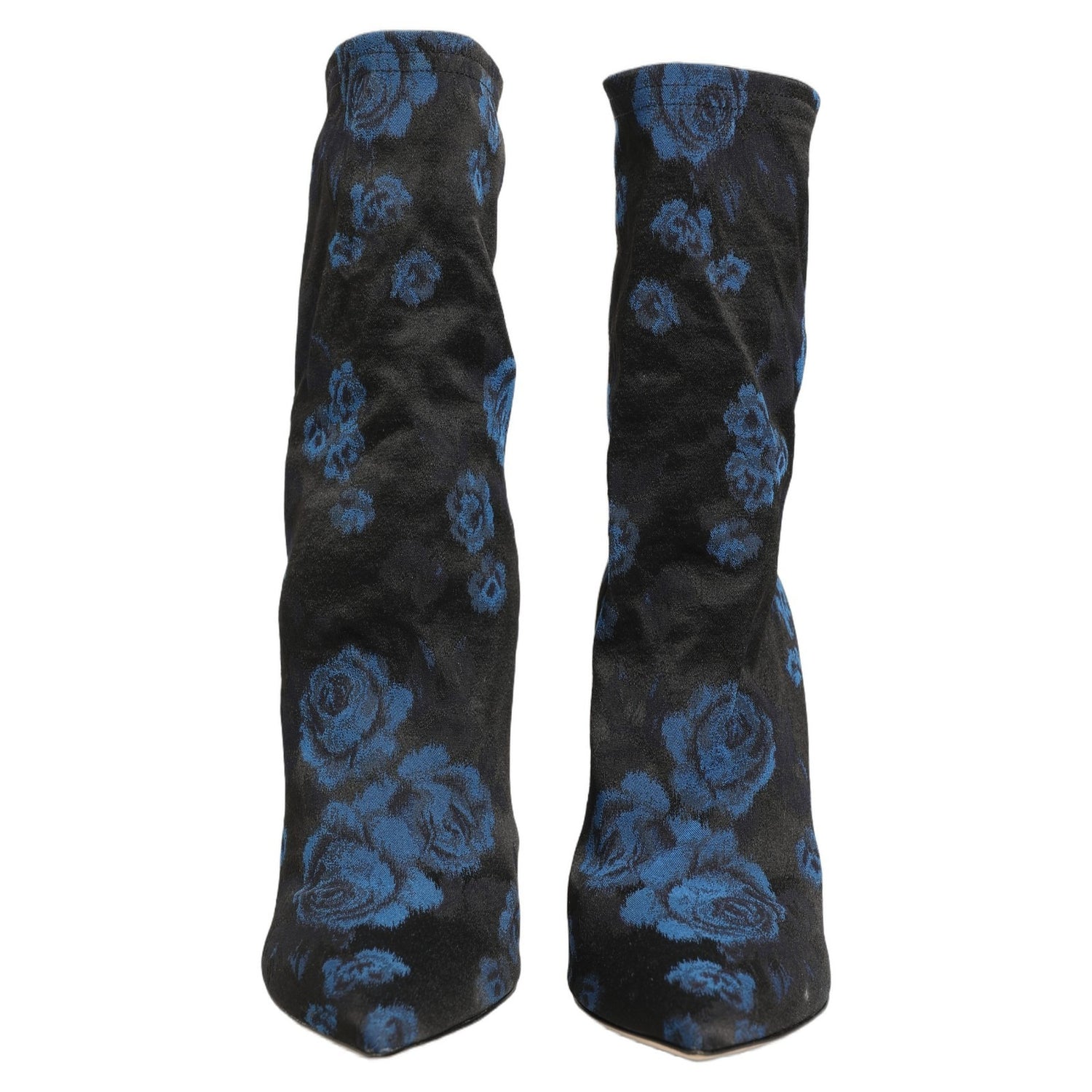 Black Blue Floral Stretch Sock Boots Shoes