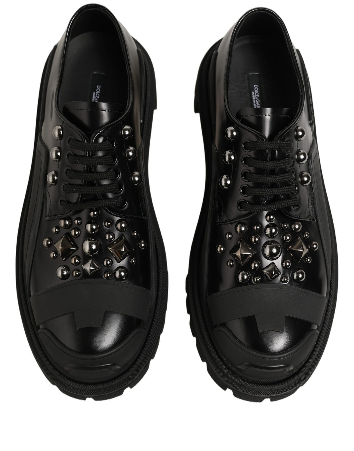 Black Calfskin Leather Trekking Derby Shoes