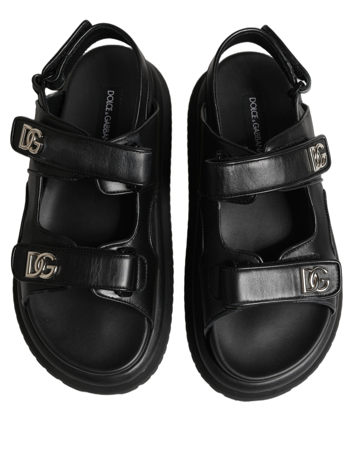 Black DG Logo Sandals Flats Slippers Shoes