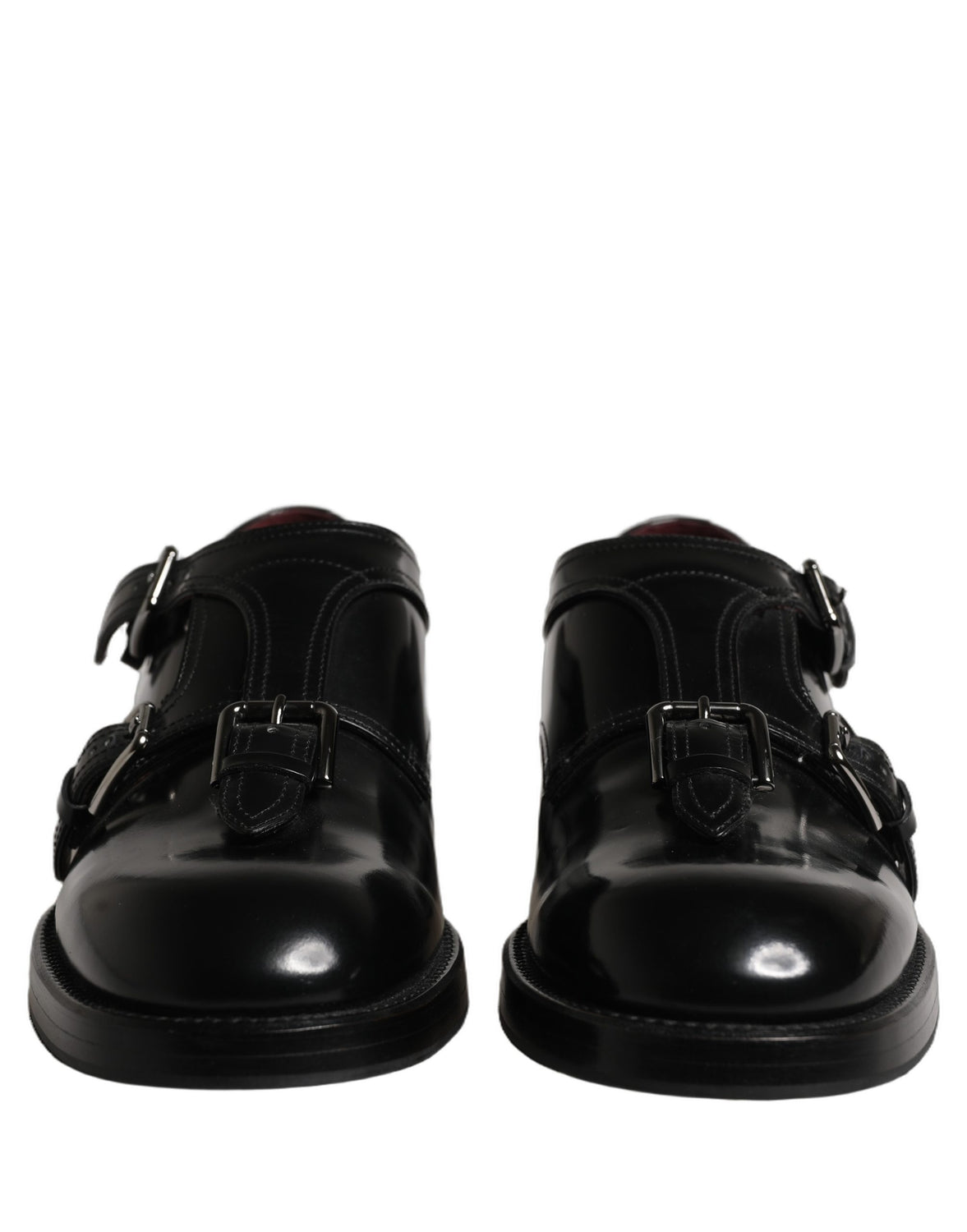 Black Leather Monk Strap Formal Dress Shoes