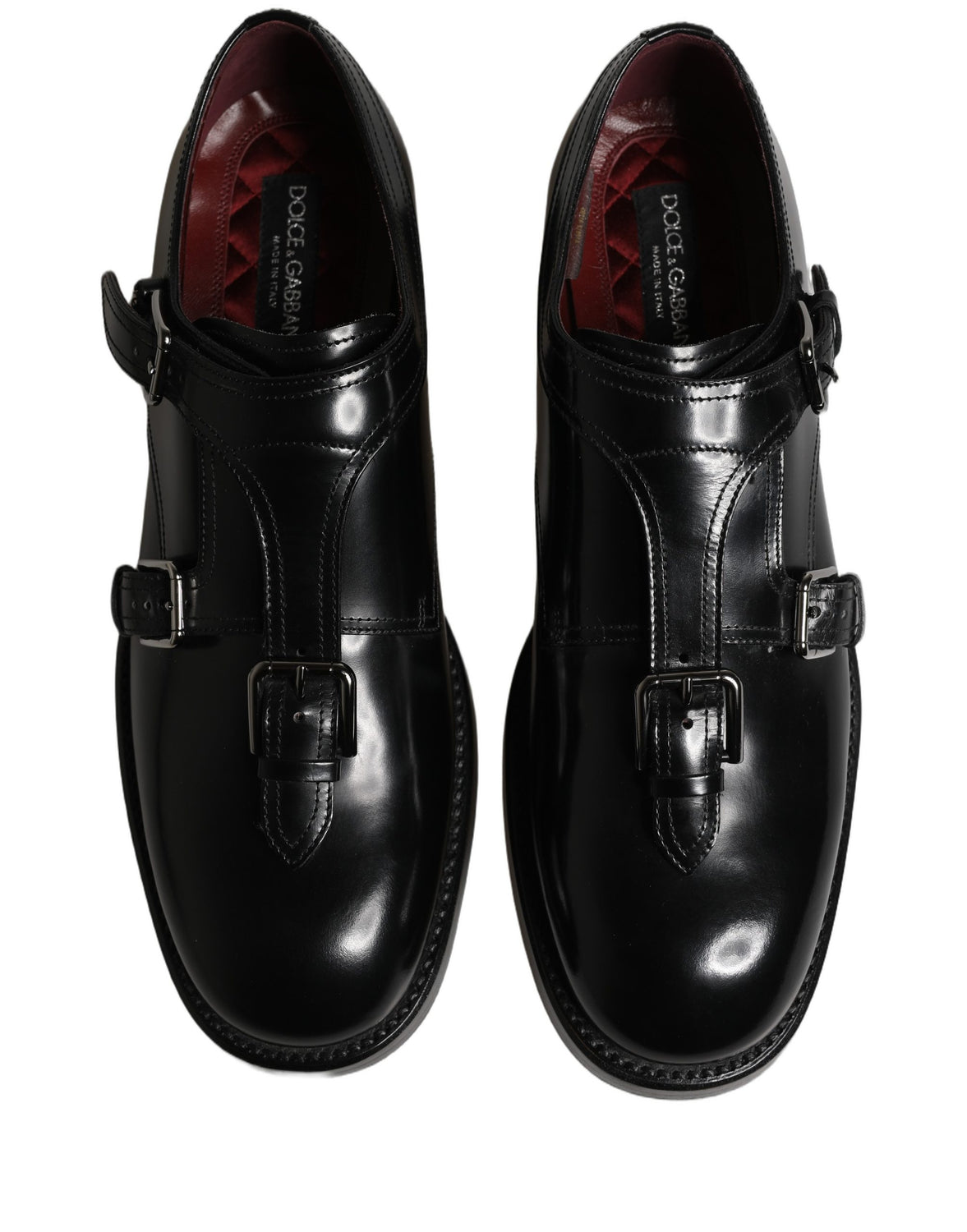 Black Leather Monk Strap Formal Dress Shoes