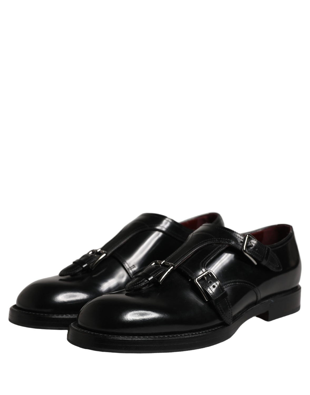 Black Leather Monk Strap Formal Dress Shoes