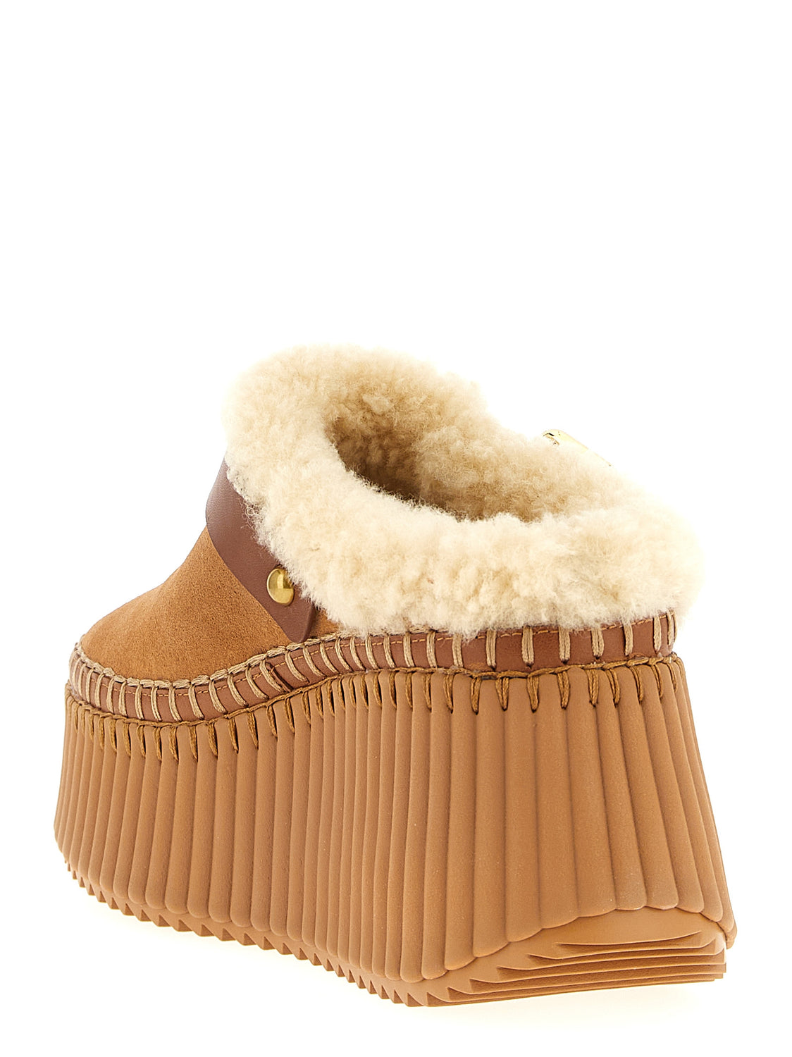 Brown Cowhide Wedge Sandals