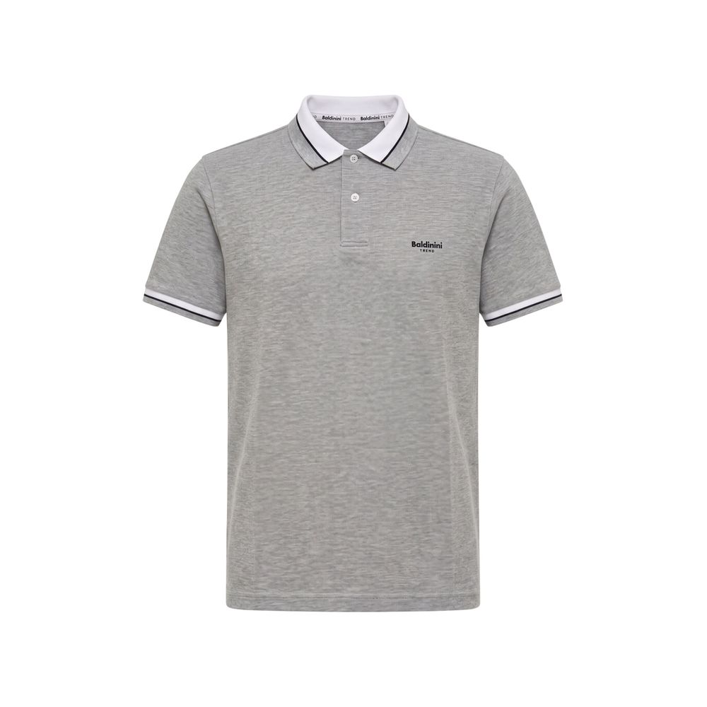 Grey Cotton Men Polo