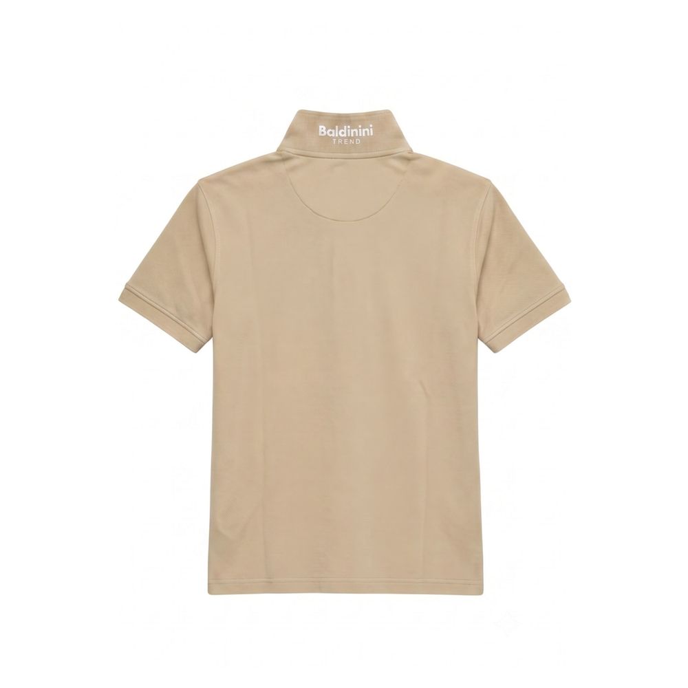 Beige Cotton Men Polo-Shirt