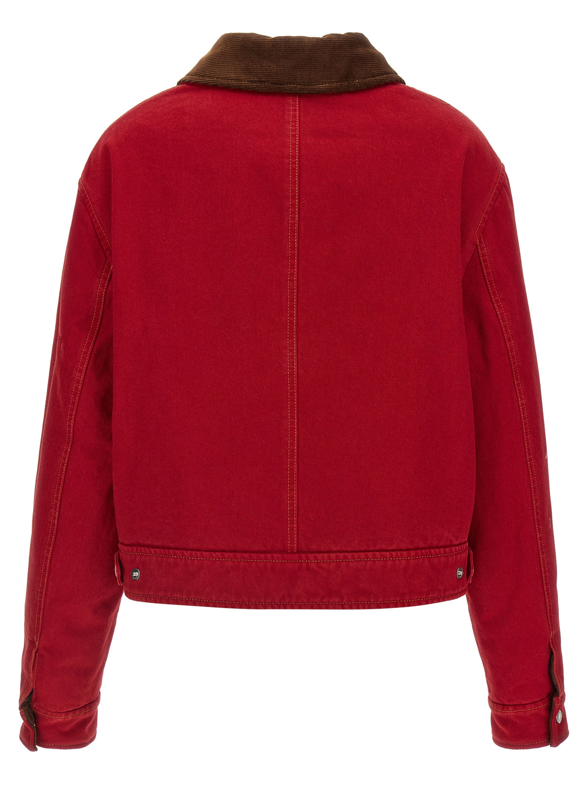 Red Cotton Biker Jacket
