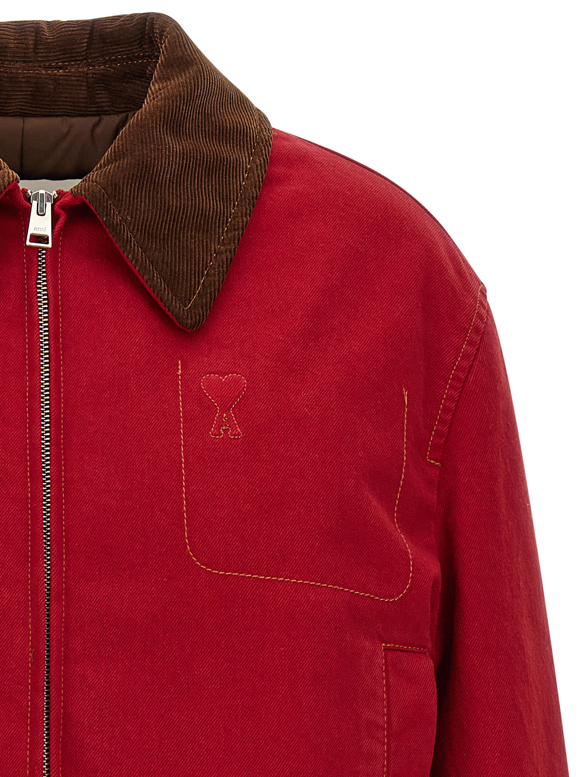 Red Cotton Biker Jacket