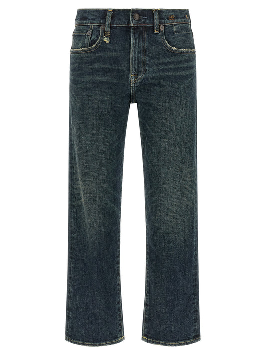 Blue Cotton Straight-Leg Jeans