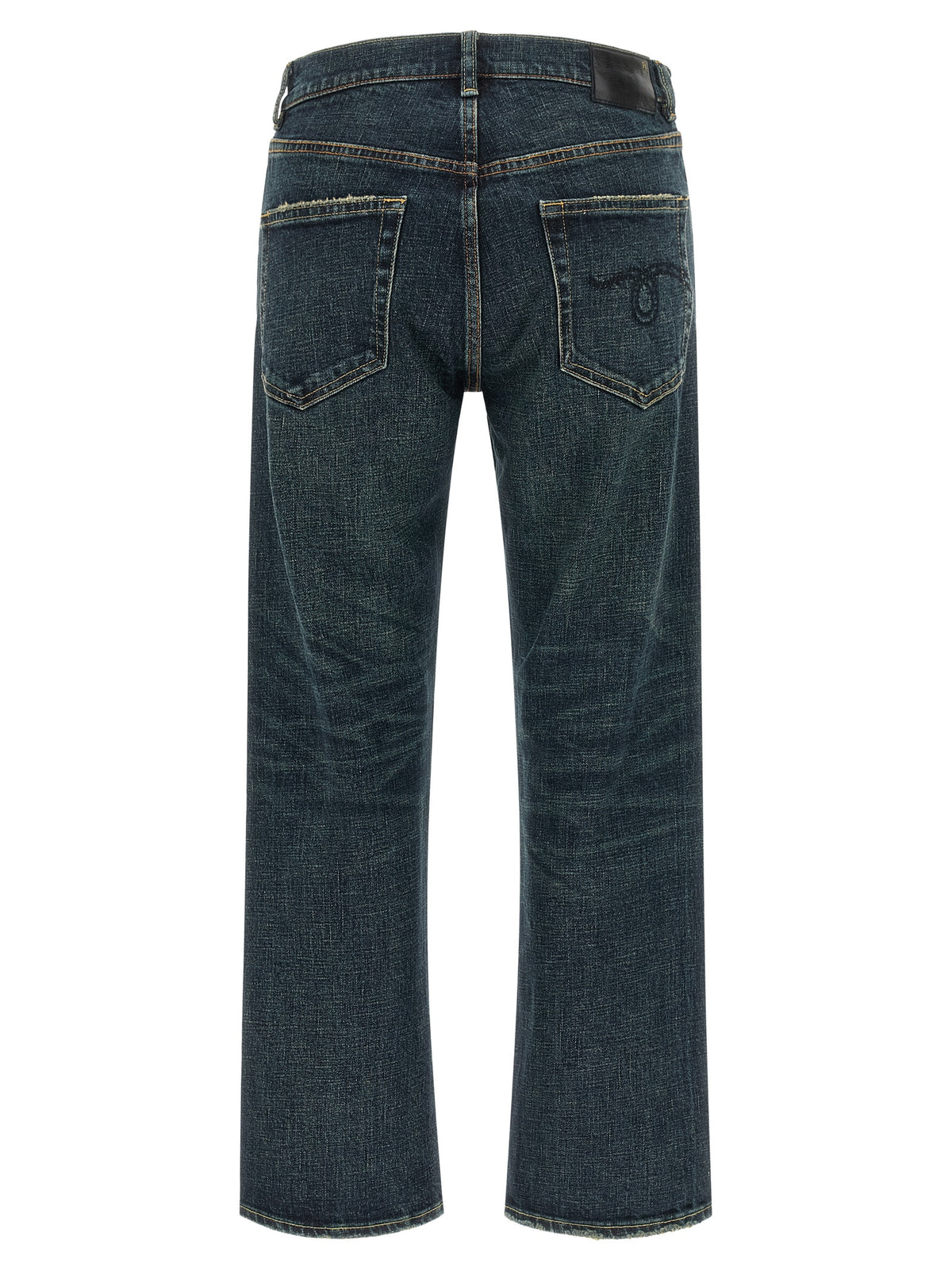 Blue Cotton Straight-Leg Jeans