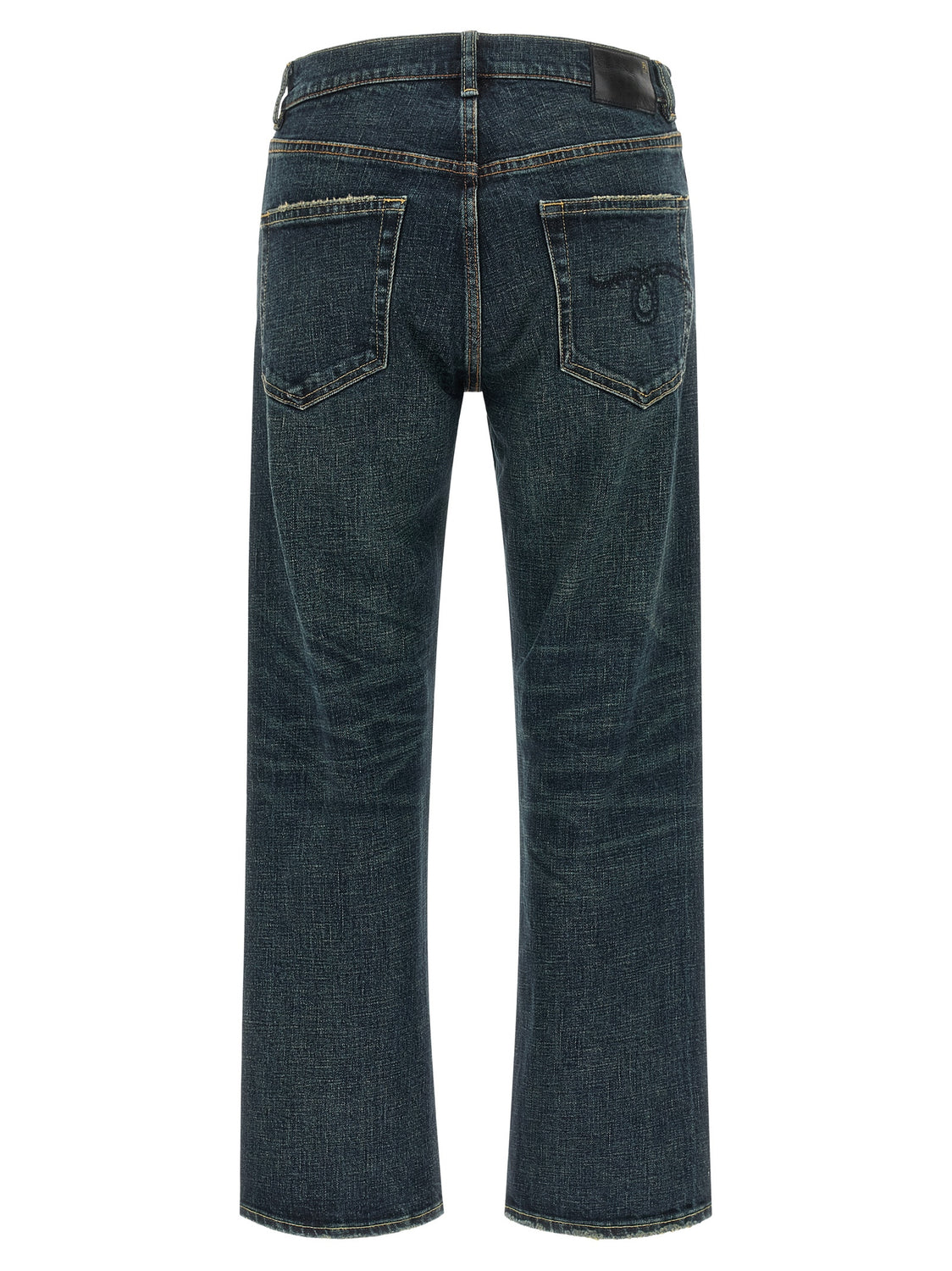 Blue Cotton Straight-Leg Jeans