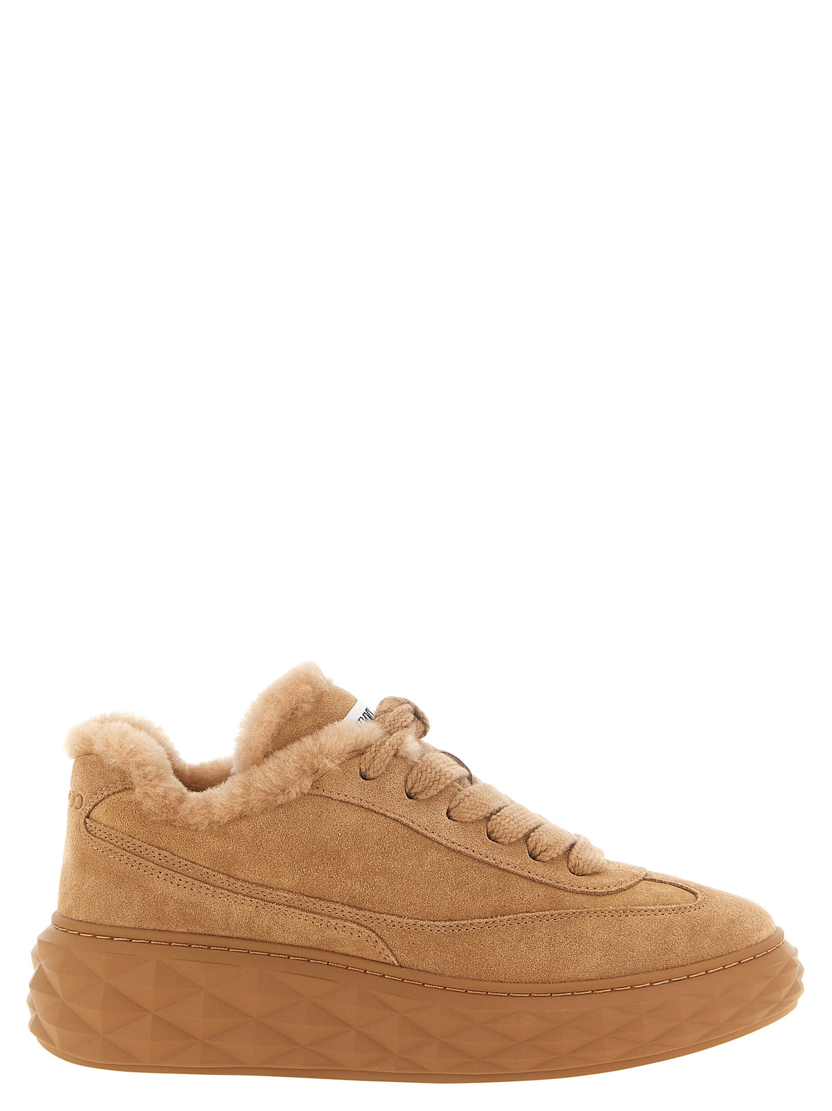 Beige Lamb Leather Chunky Sneakers