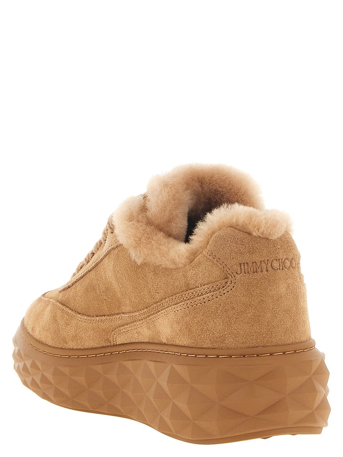 Beige Lamb Leather Chunky Sneakers