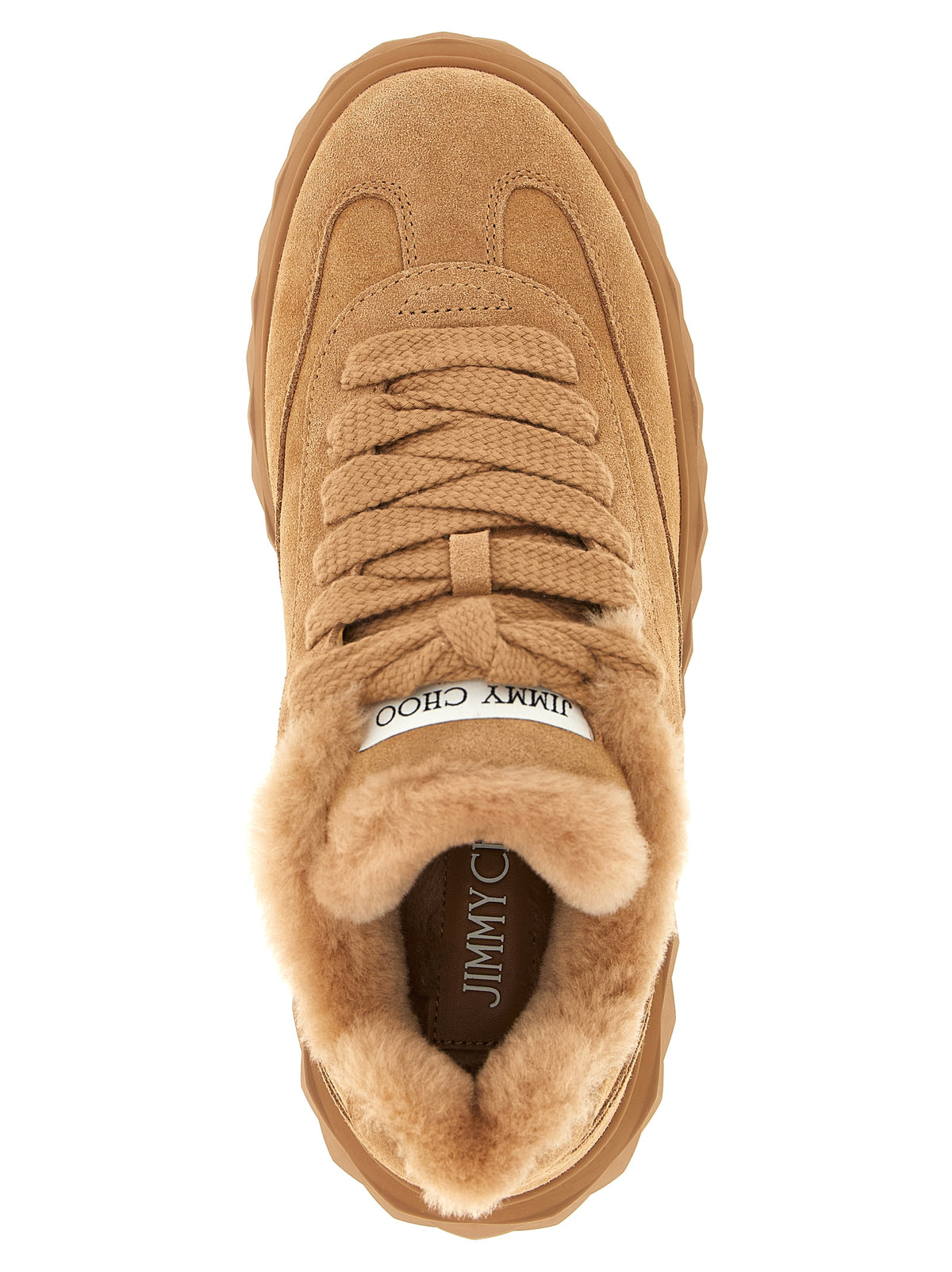 Beige Lamb Leather Chunky Sneakers