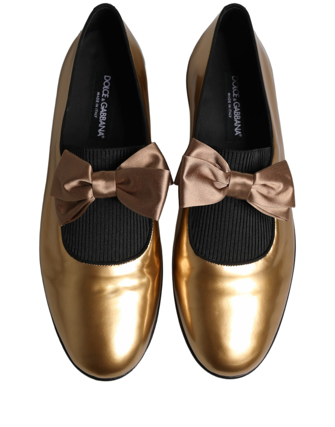 Metallic Gold Leather Flats Loafers Shoes
