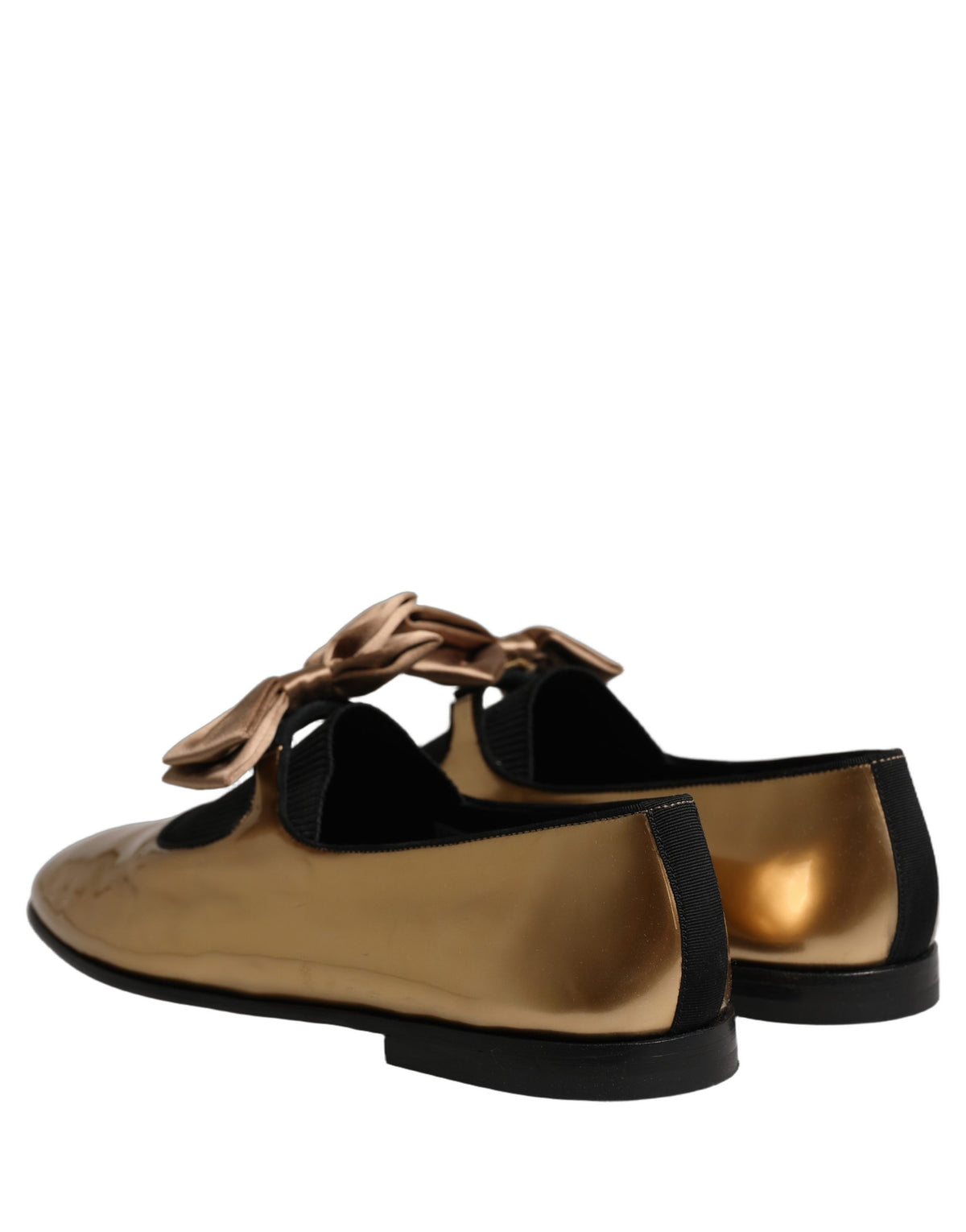 Metallic Gold Leather Flats Loafers Shoes