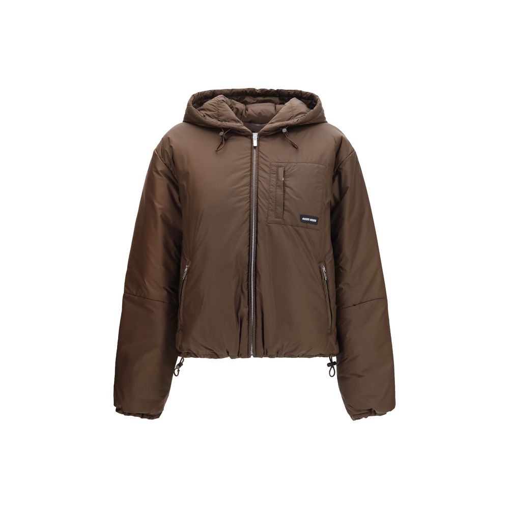Brown Recycled Polyamide Full-Length Jacket