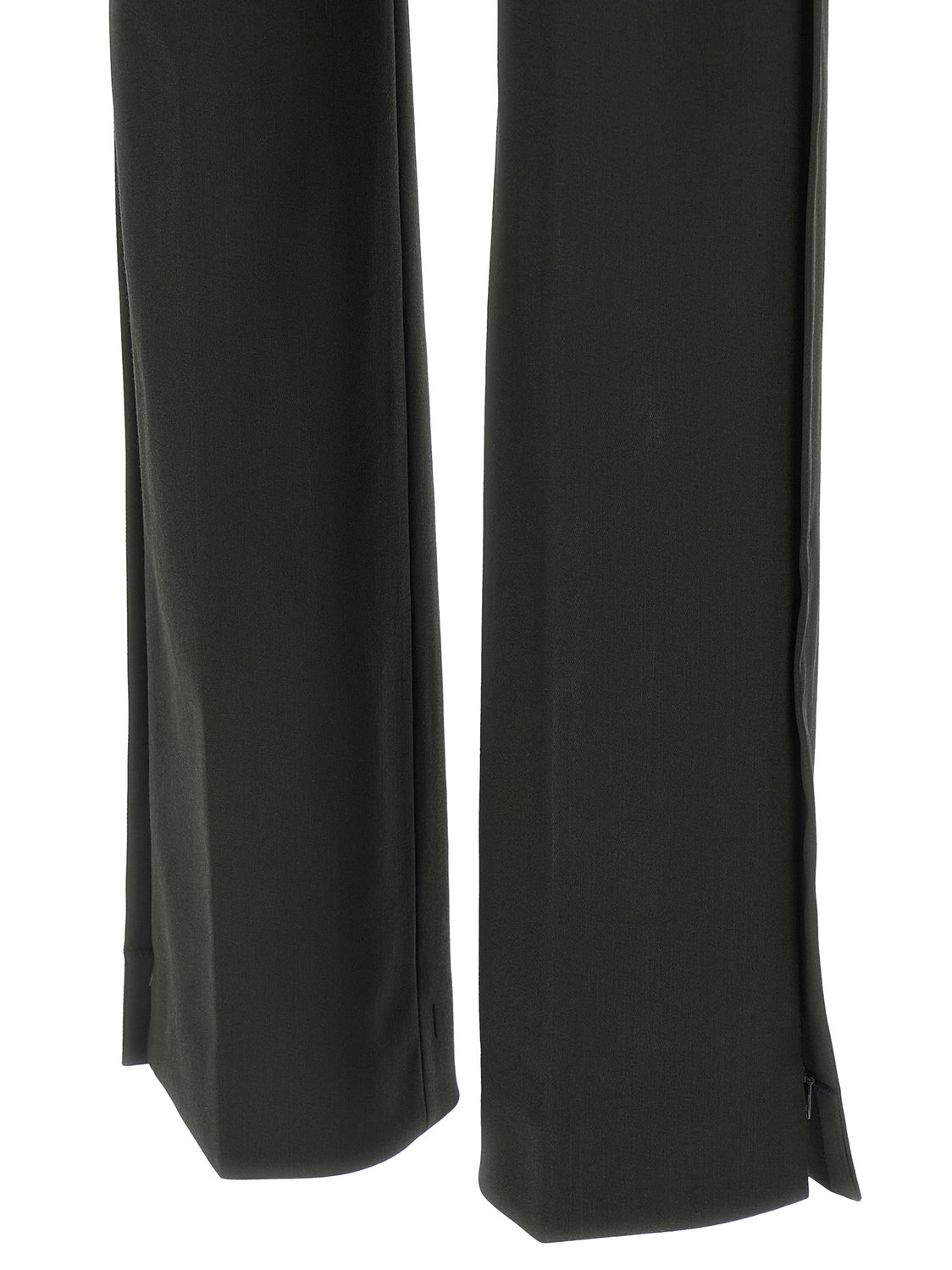 Black Virgin Wool Flared Pants