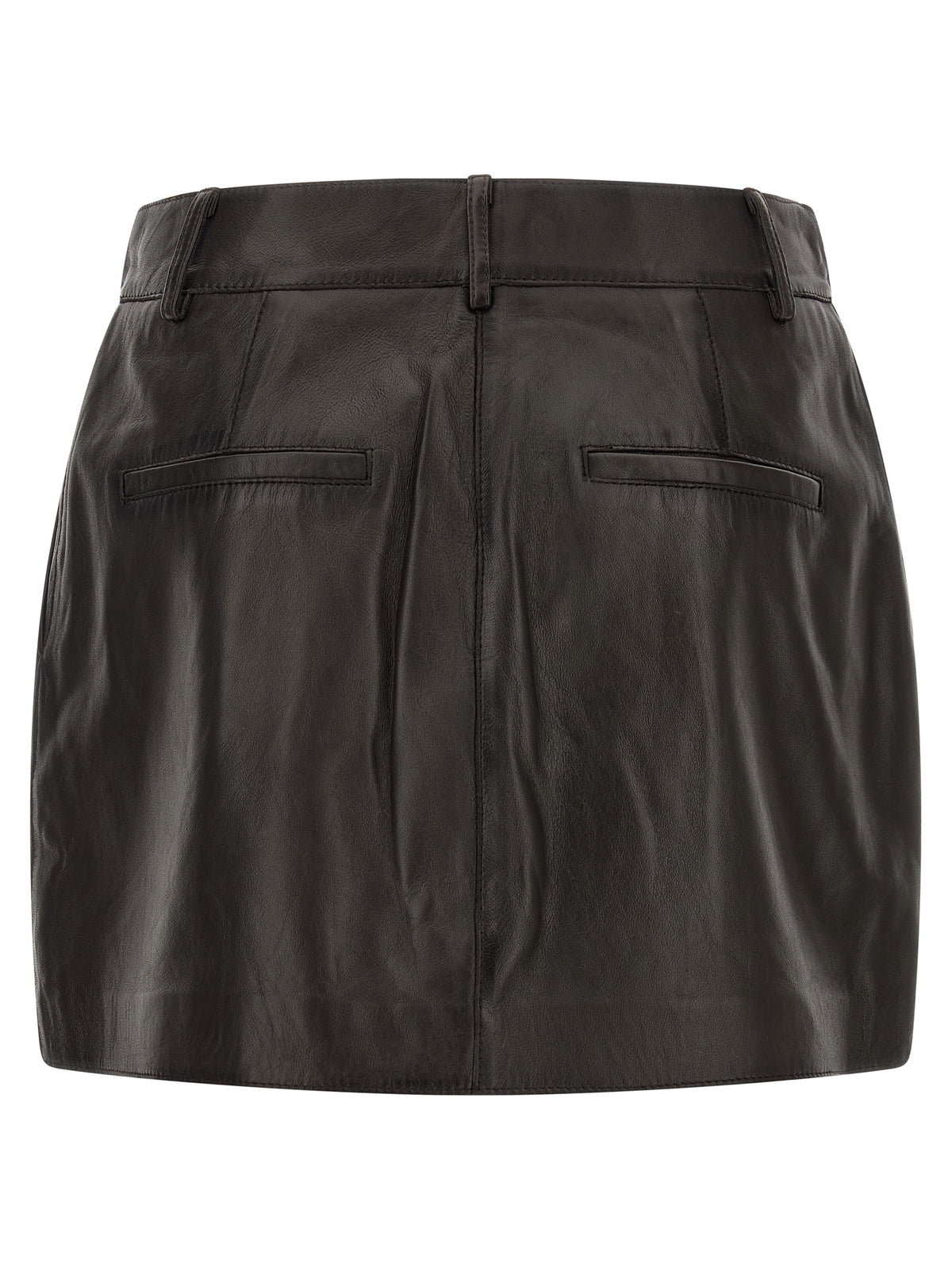 Brown Lamb Leather Long Skirt