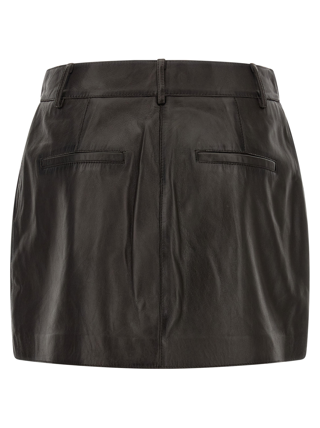 Brown Lamb Leather Long Skirt