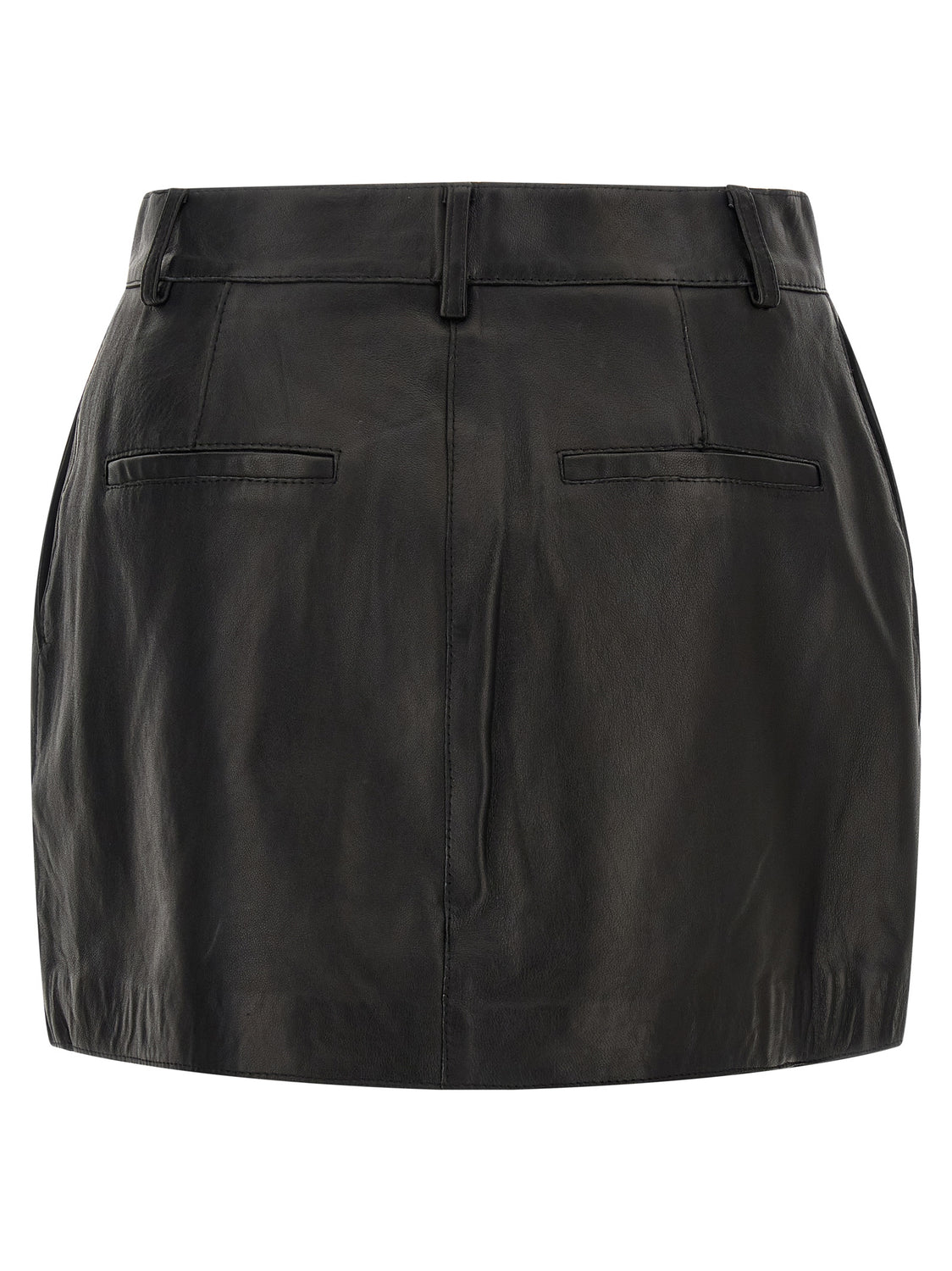 Black Lamb Leather Long Skirt