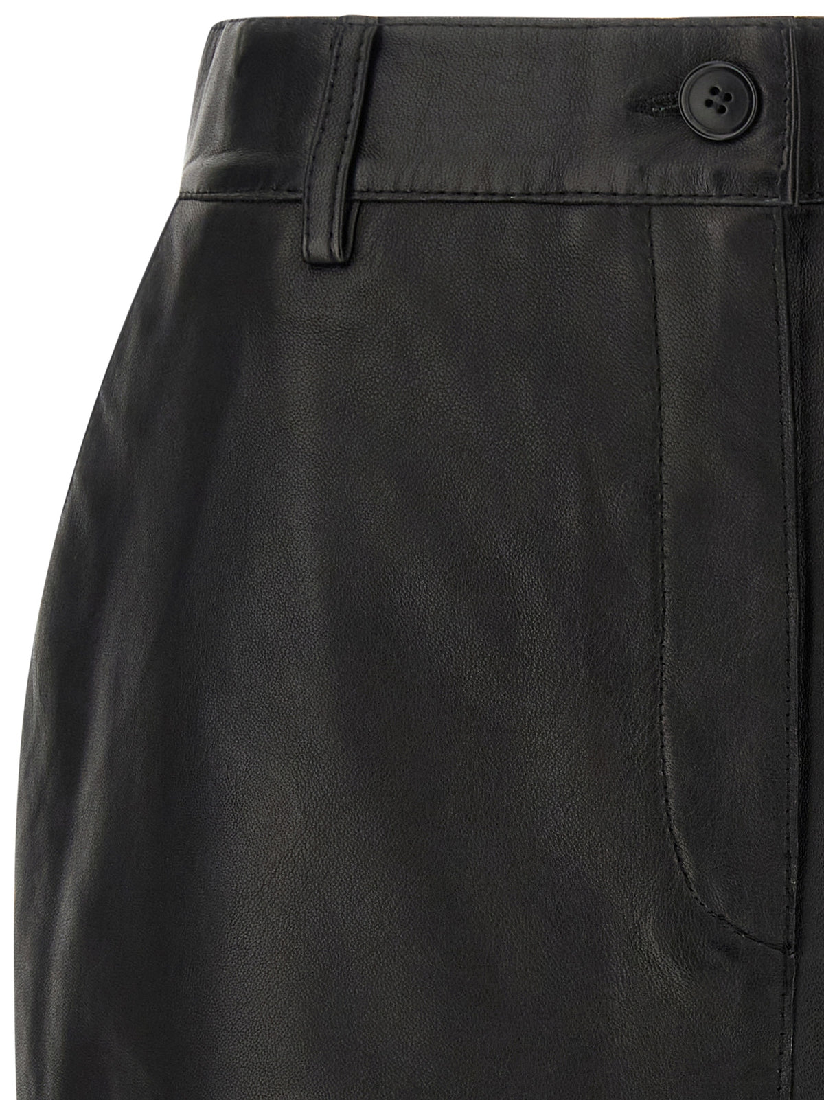 Black Lamb Leather Long Skirt