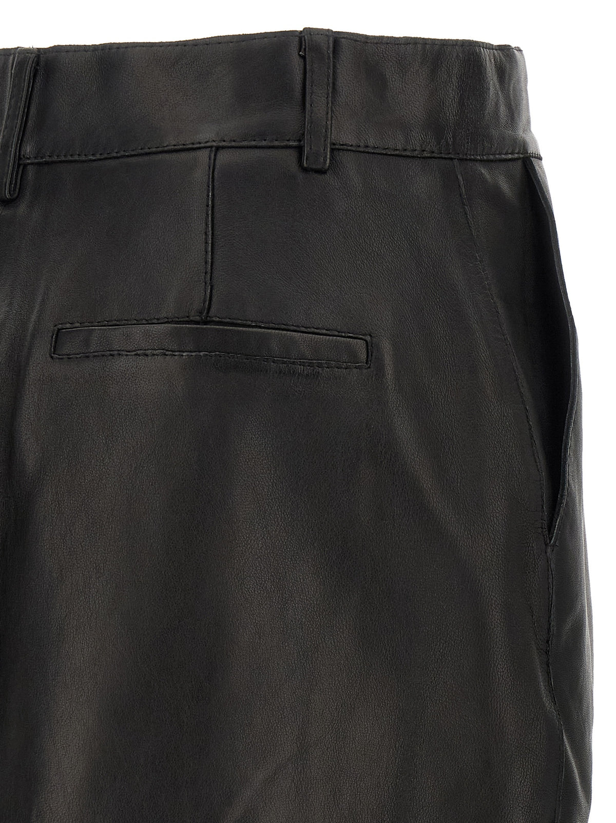 Black Lamb Leather Long Skirt