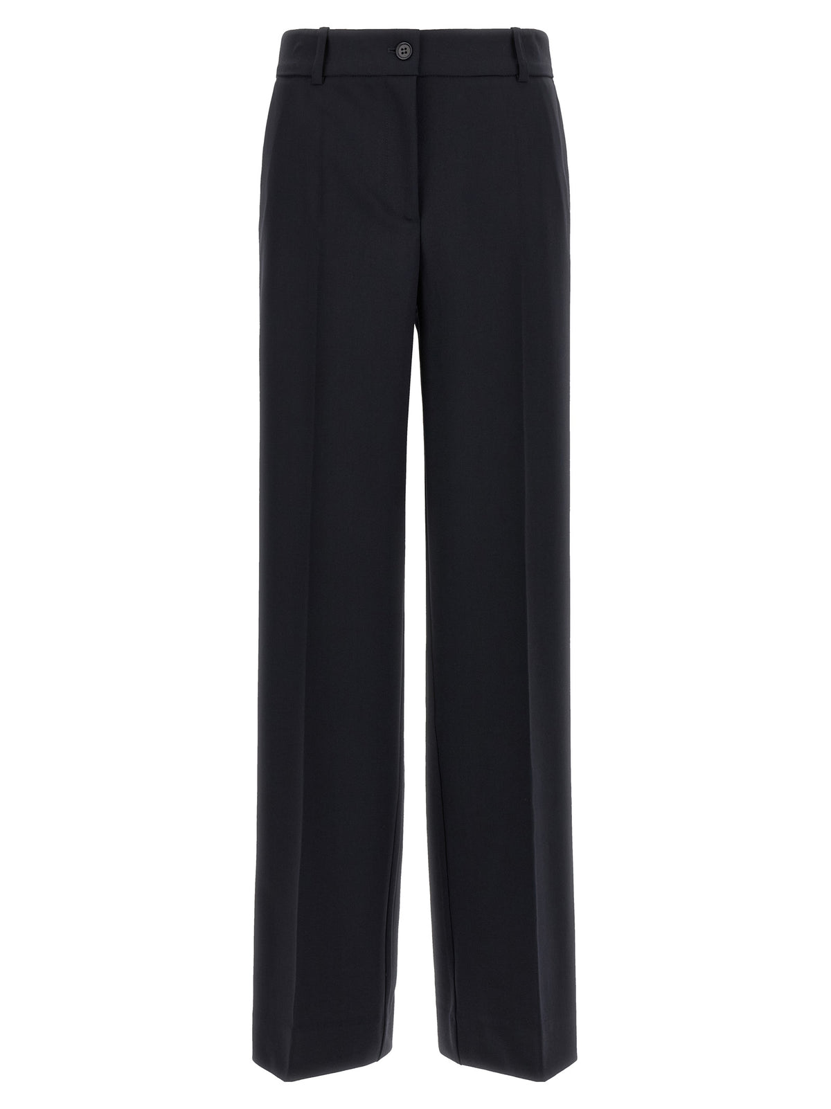 Black Virgin Wool Flared Pants