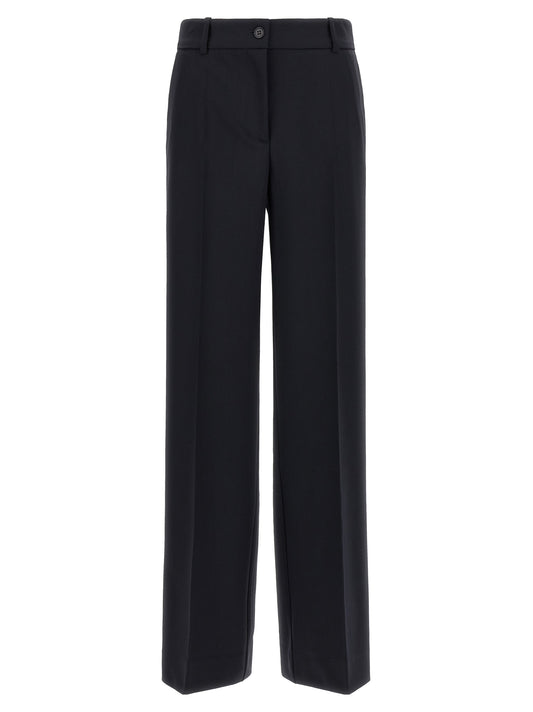 Black Virgin Wool Flared Pants