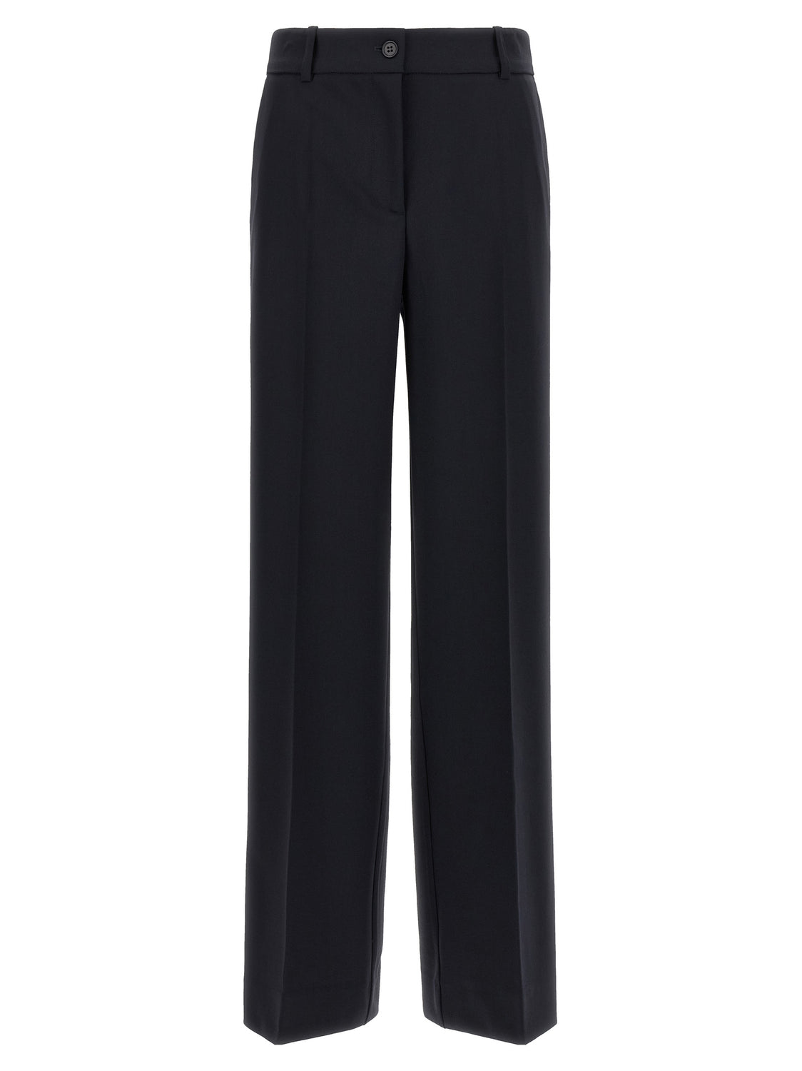 Black Virgin Wool Flared Pants