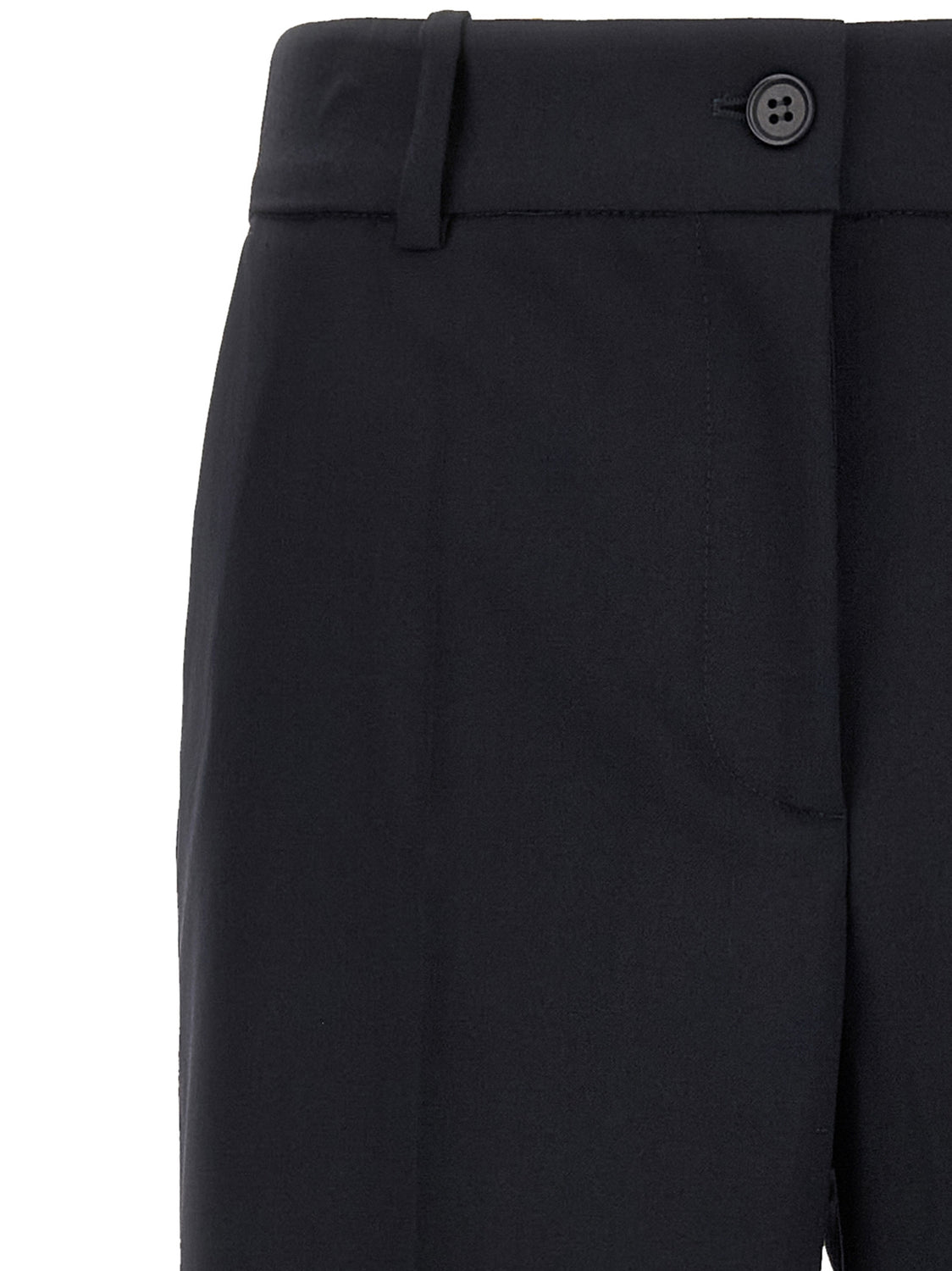 Black Virgin Wool Flared Pants