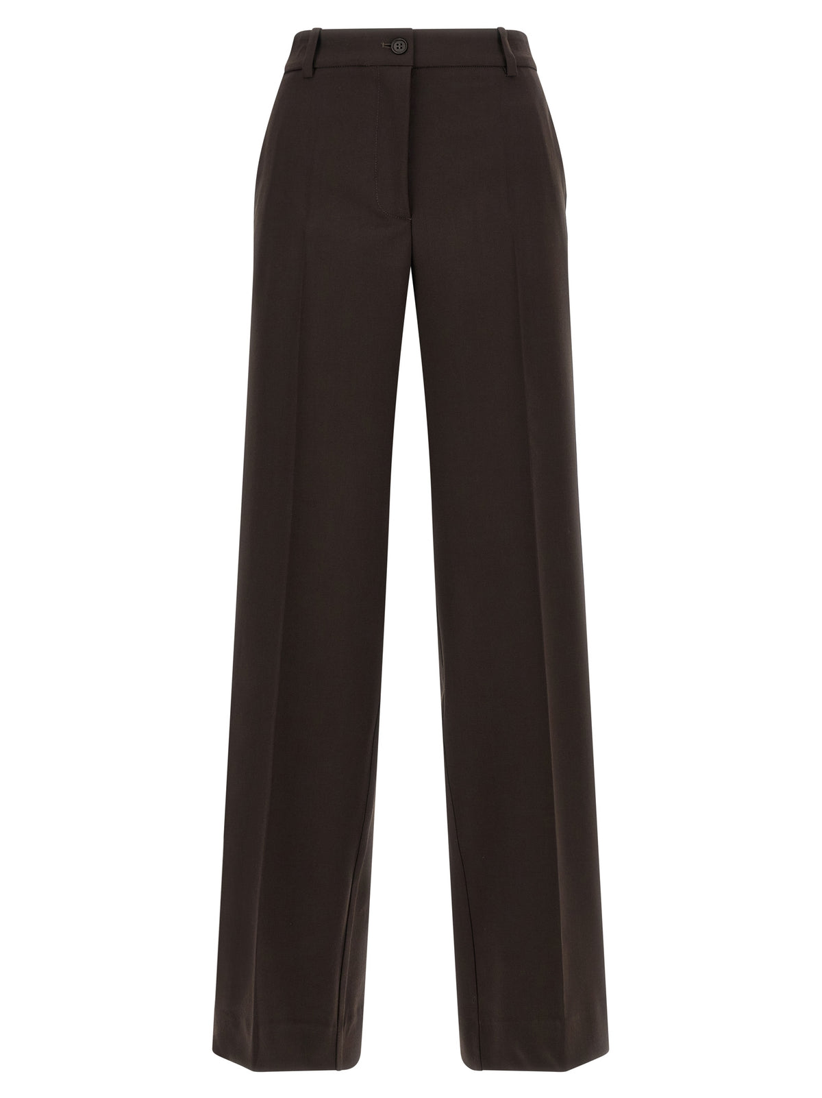 Brown Virgin Wool Flared Pants