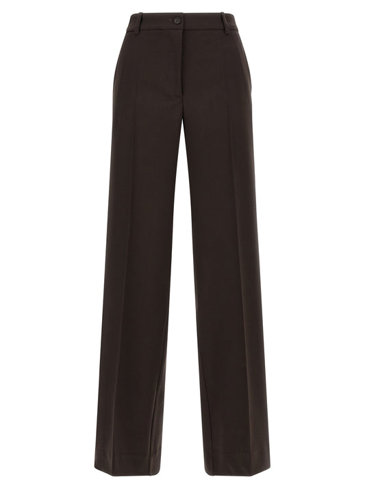 Brown Virgin Wool Flared Pants