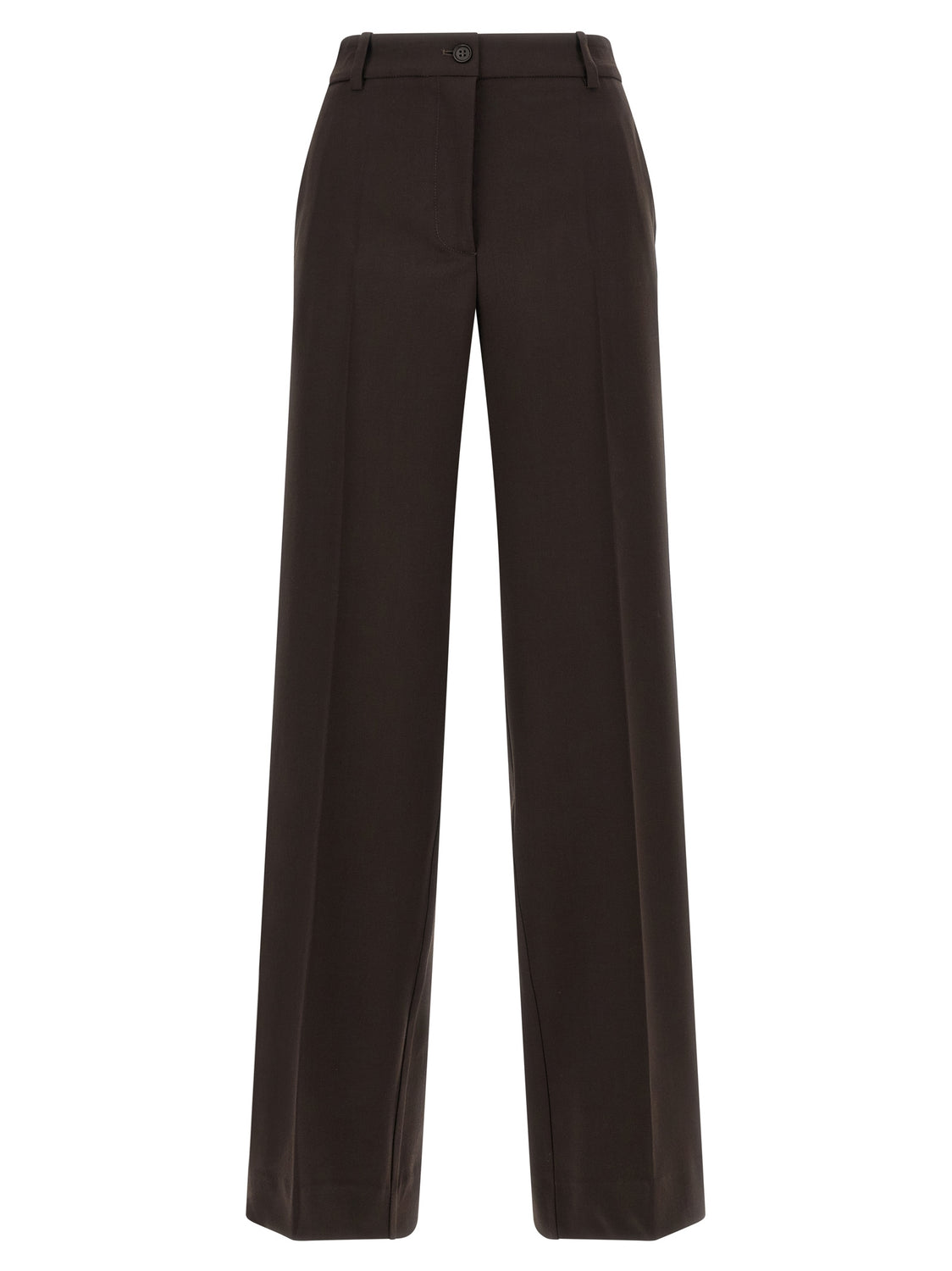 Brown Virgin Wool Flared Pants