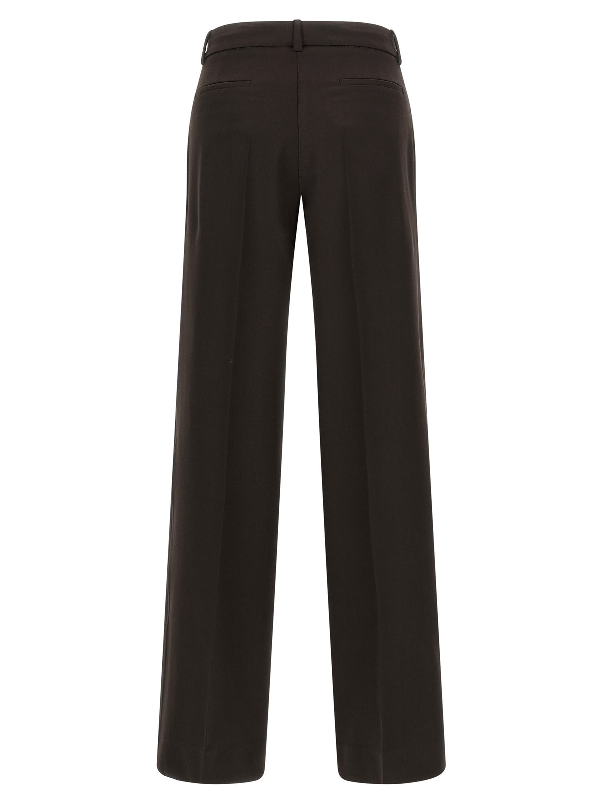 Brown Virgin Wool Flared Pants