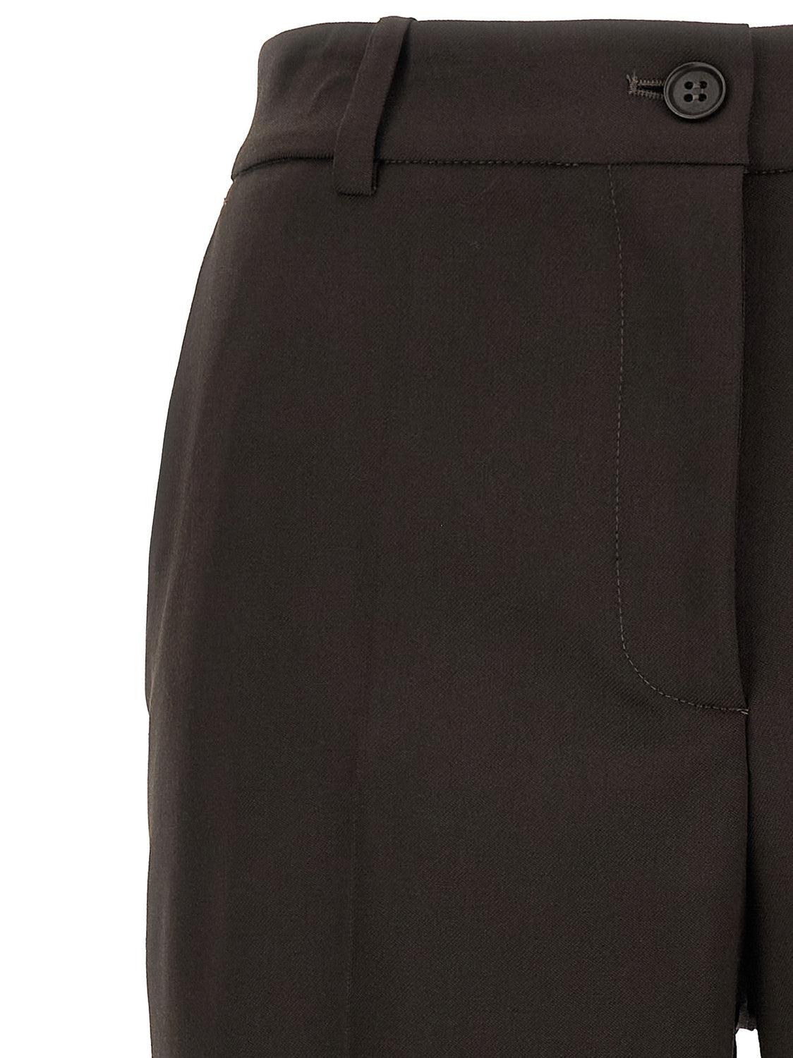 Brown Virgin Wool Flared Pants