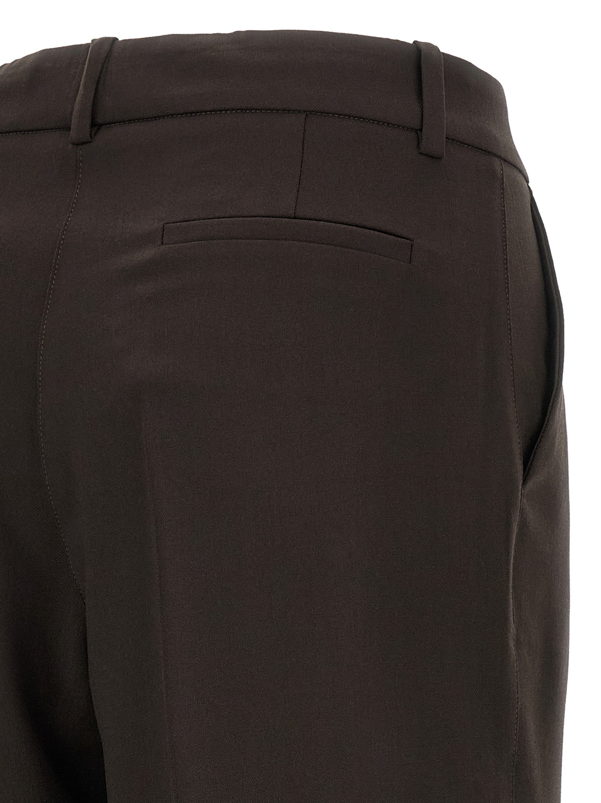 Brown Virgin Wool Flared Pants