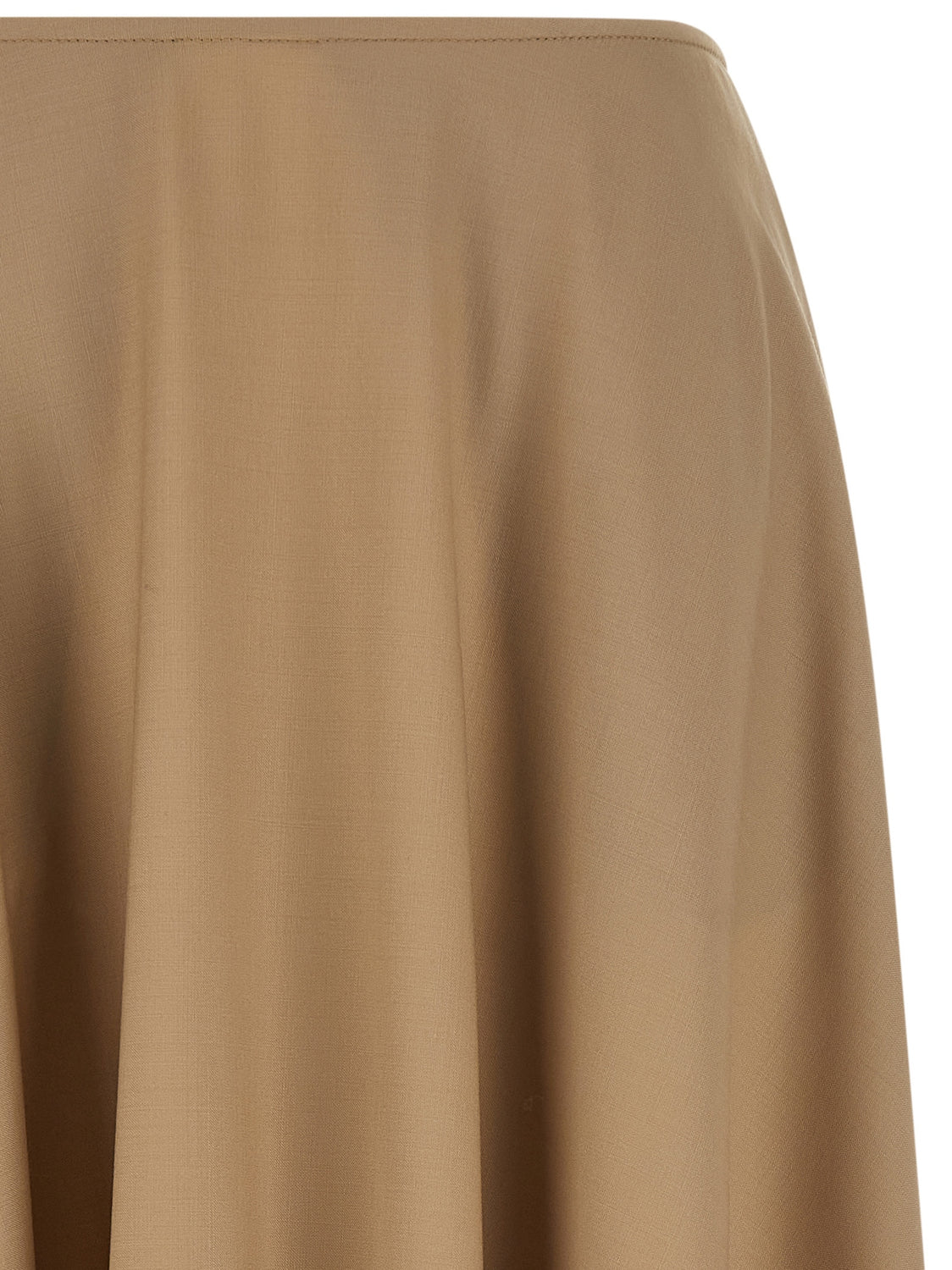 Beige Virgin Wool Midi Skirt