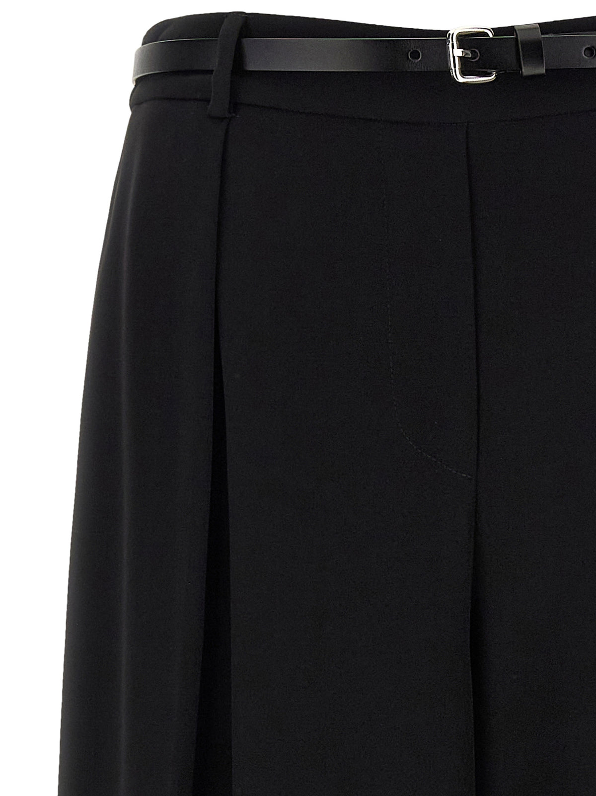 Black Polyester Casual Pants