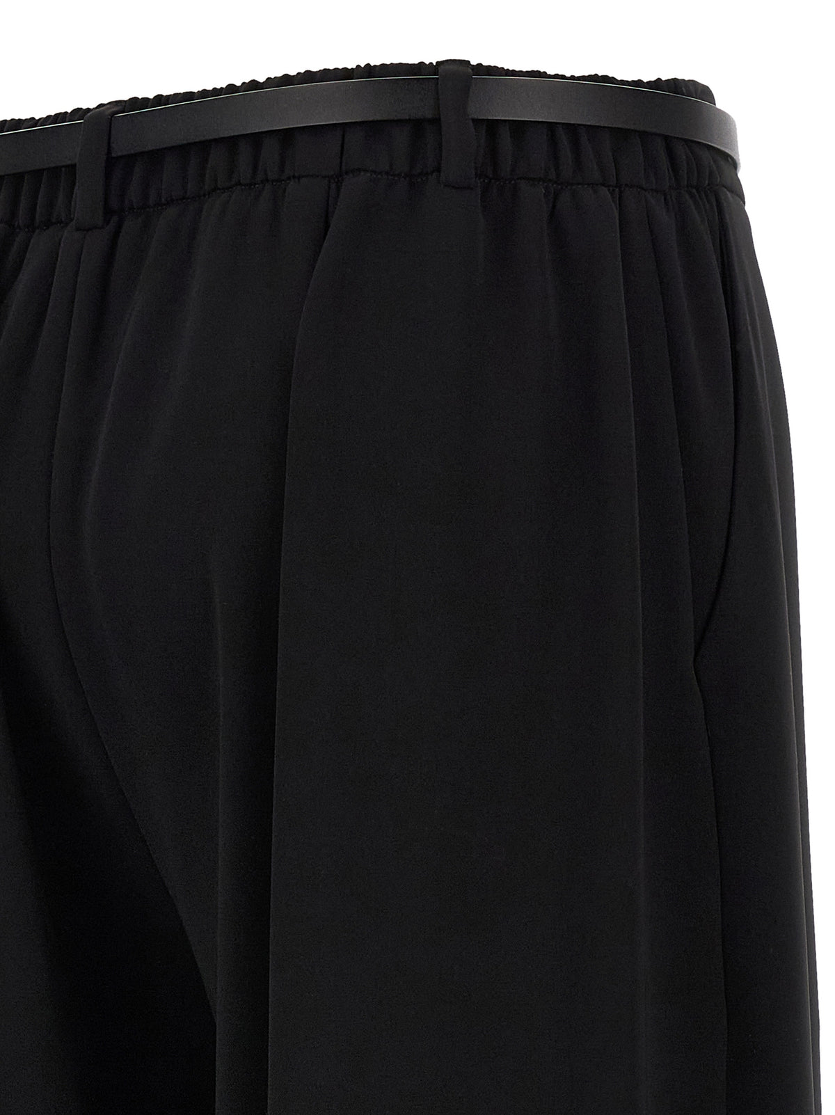 Black Polyester Casual Pants