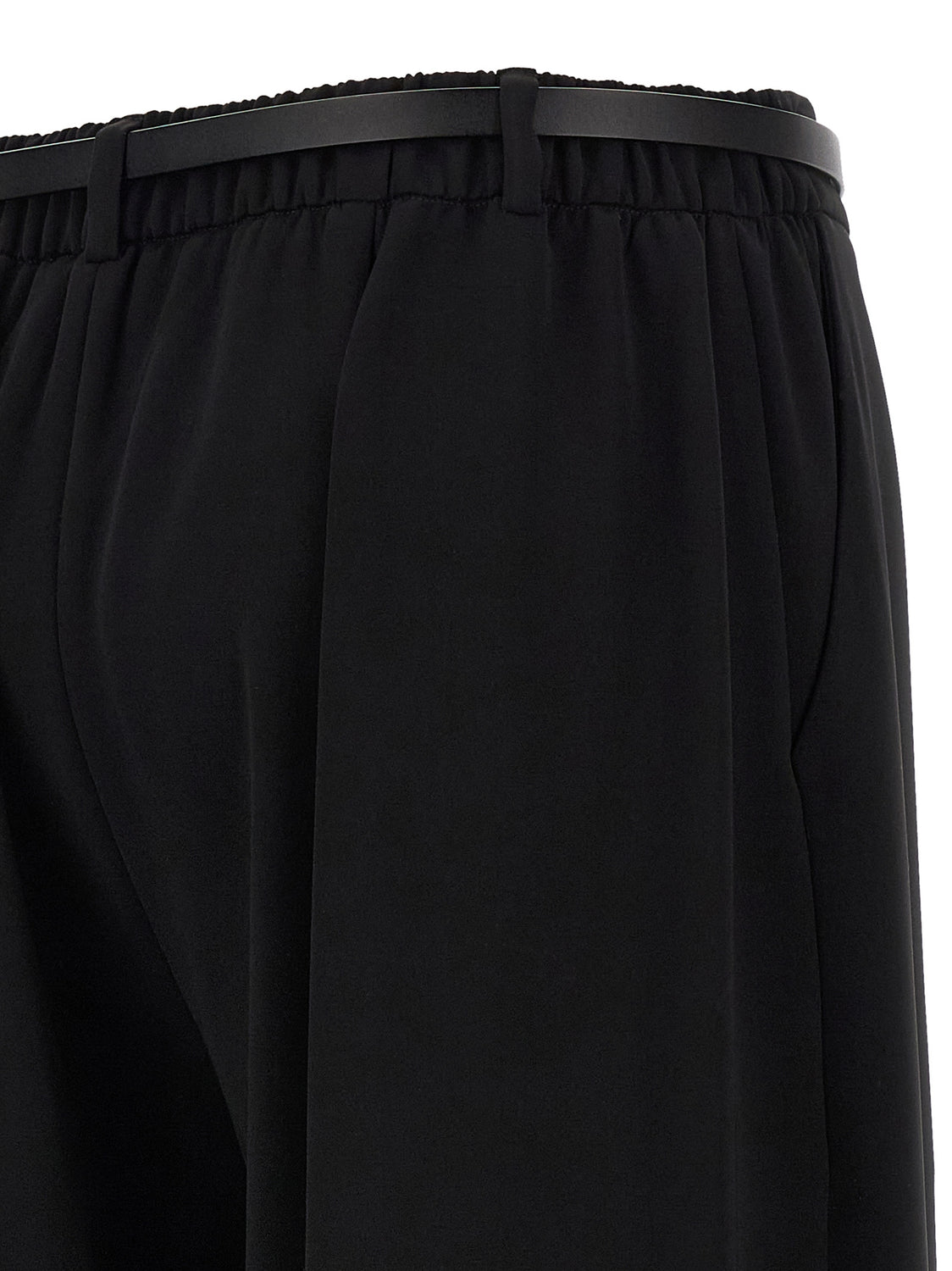 Black Polyester Casual Pants