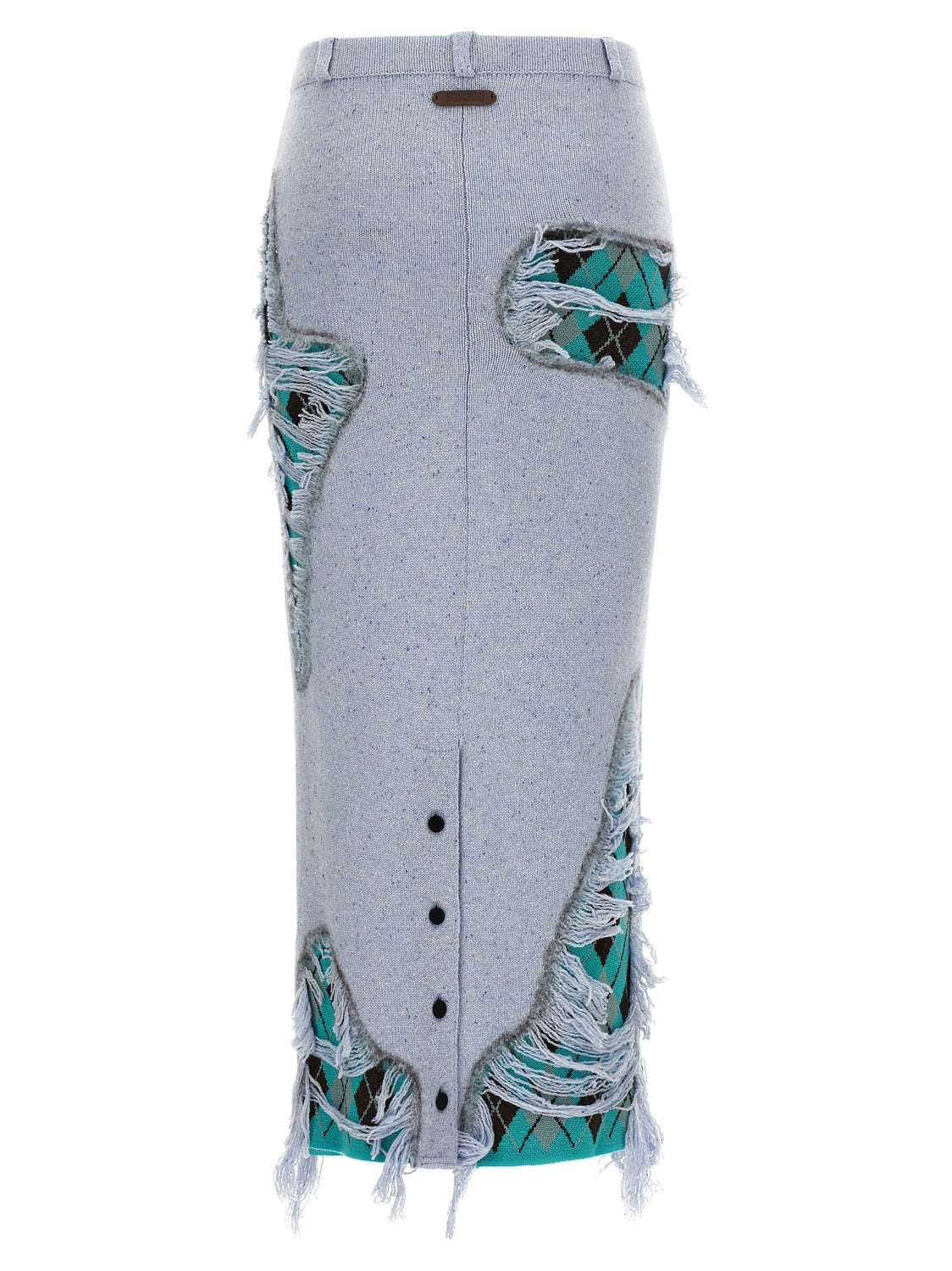 Blue Wool Midi Skirt