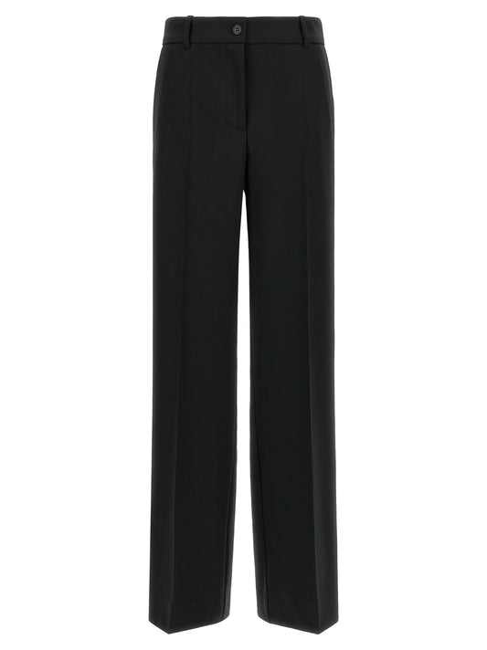 Black Virgin Wool Flared Pants