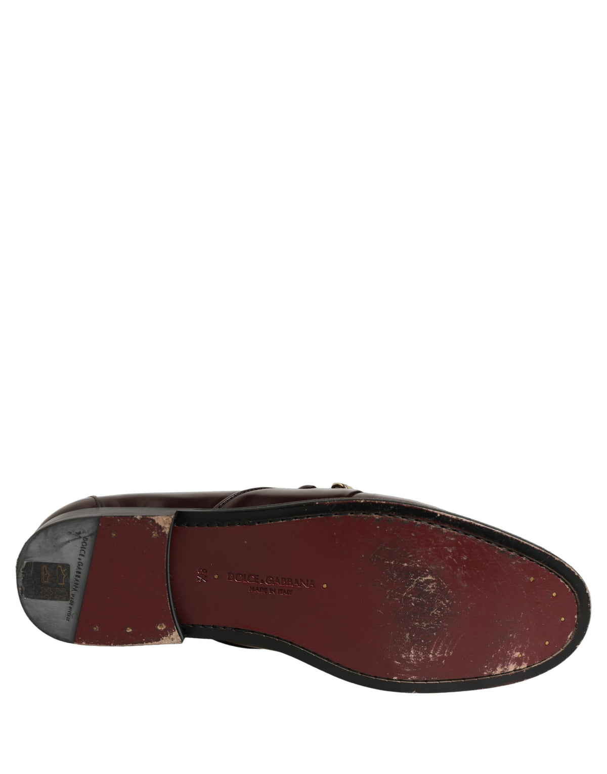 Maroon DG Chain Calfskin Leather Loafers Shoes
